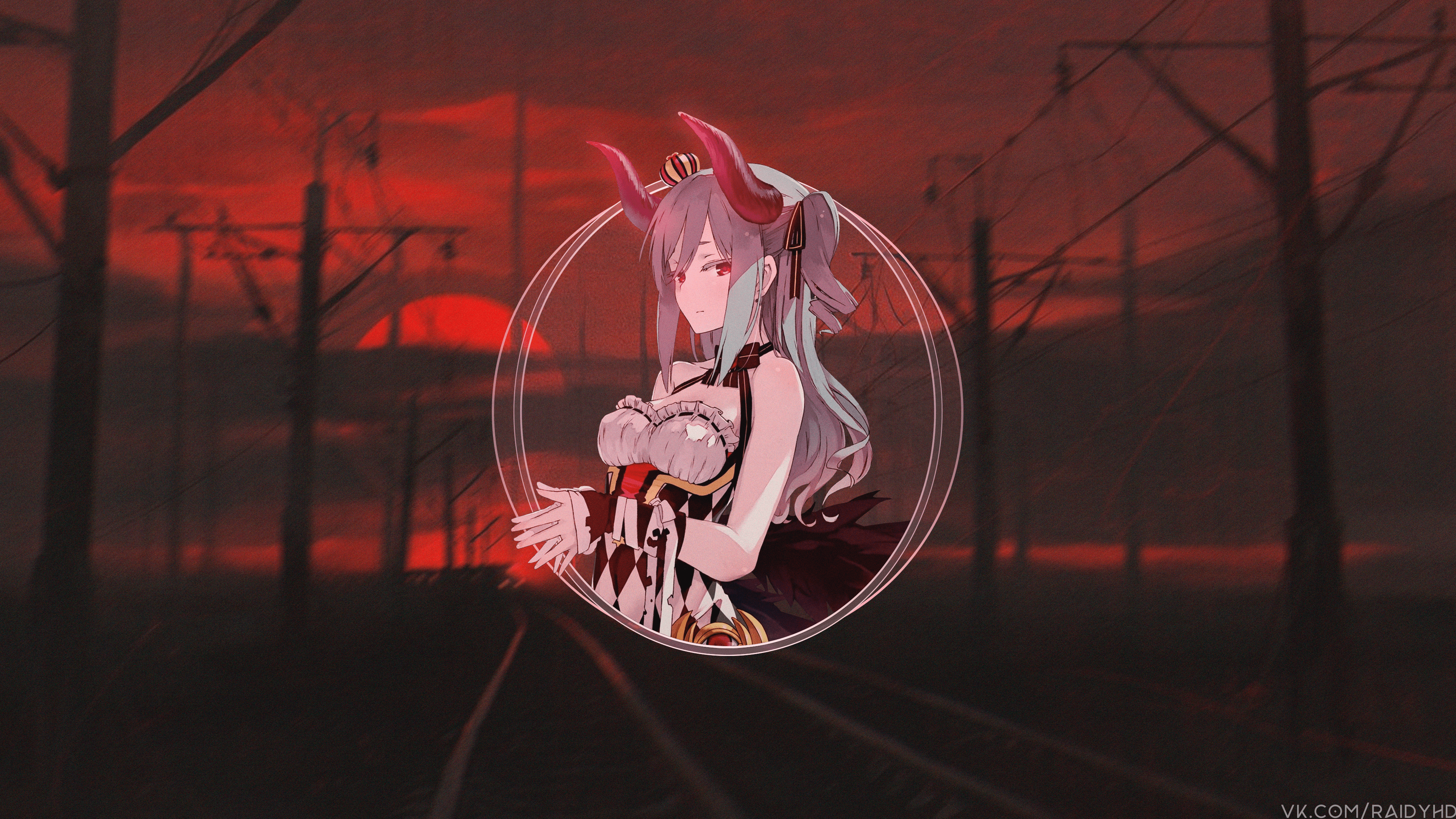 4K Anime Demon Girl Picture-in-Picture HD Wallpaper
