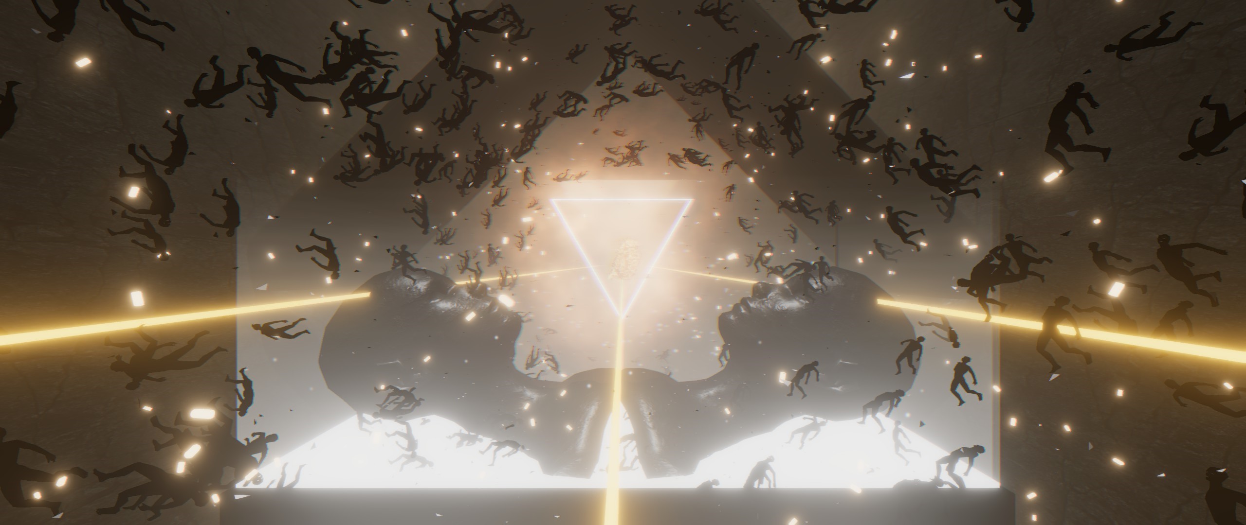 The Glitch Mob surreal scene with falling figures HD Wallpaper