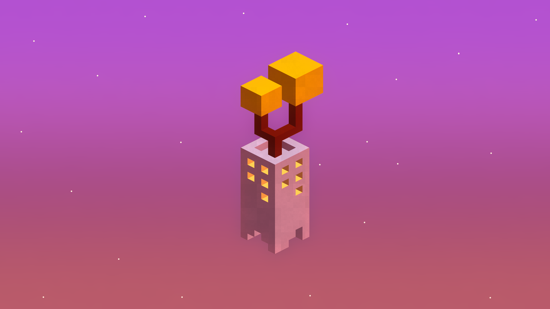 Isometric Minecraft-style tree on a floating island HD Wallpaper