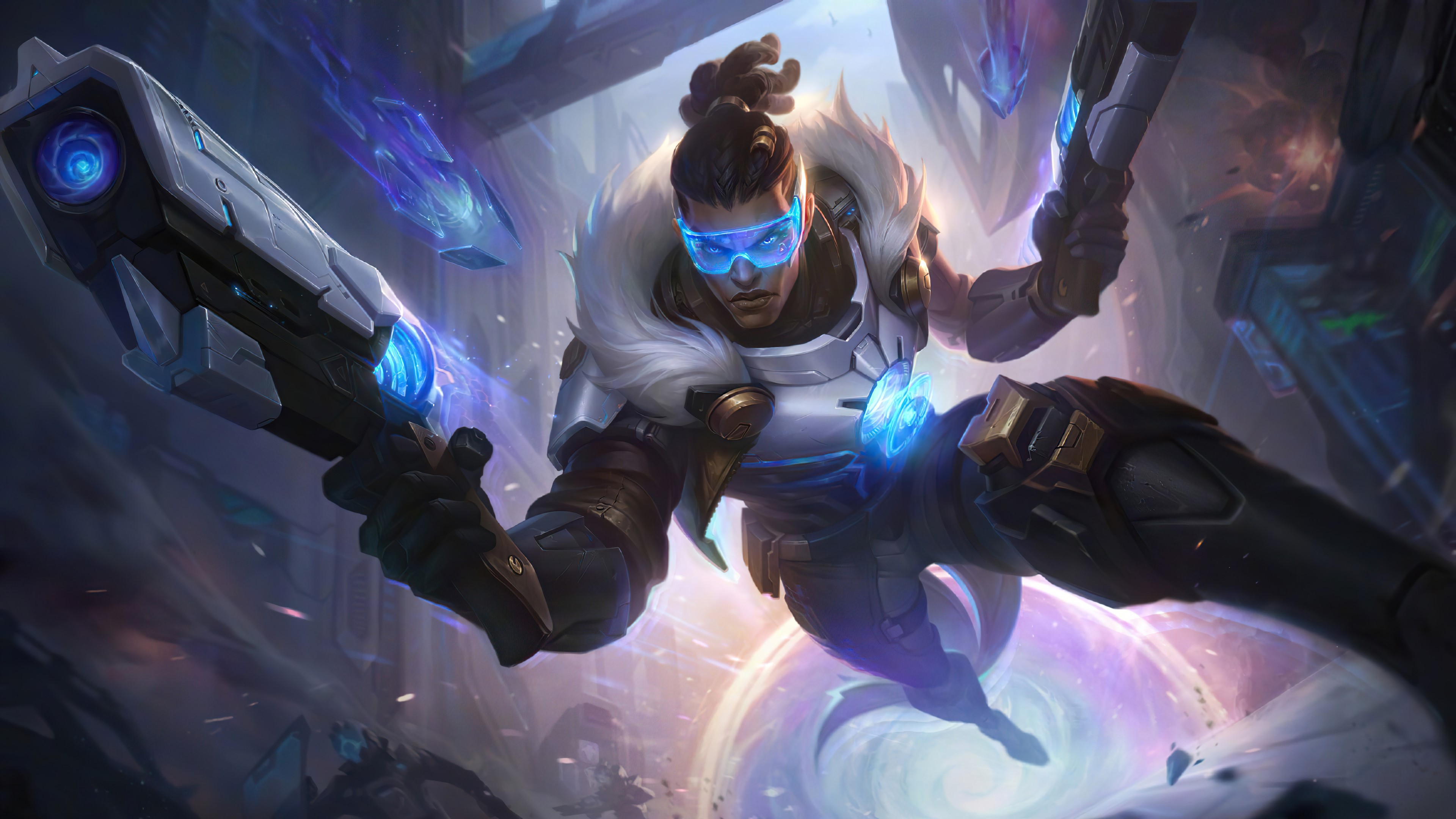 Lucian from League of Legends with futuristic weapons HD Wallpaper