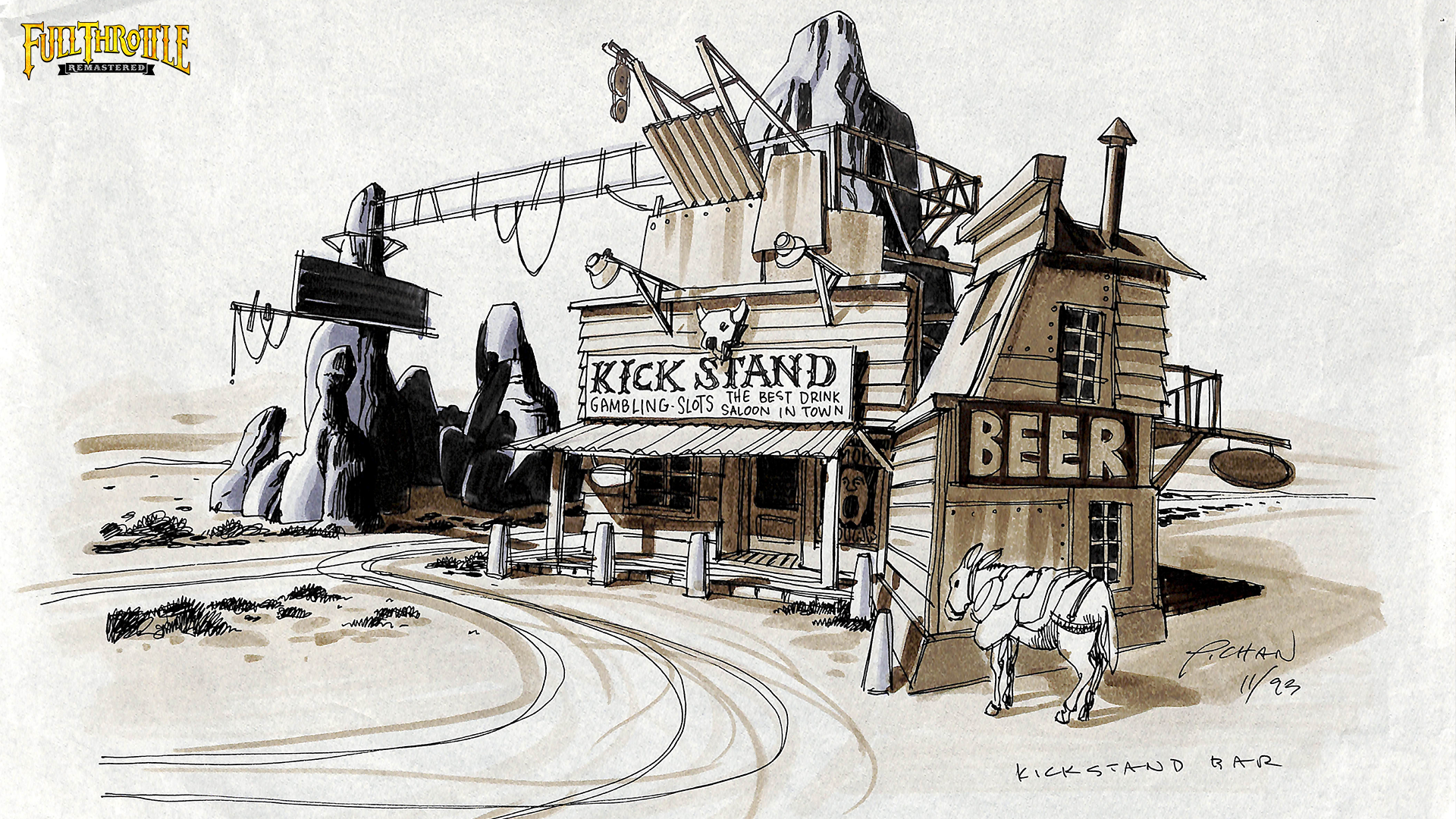 Kick Stand Bar from Full Throttle Remastered concept art HD Wallpaper