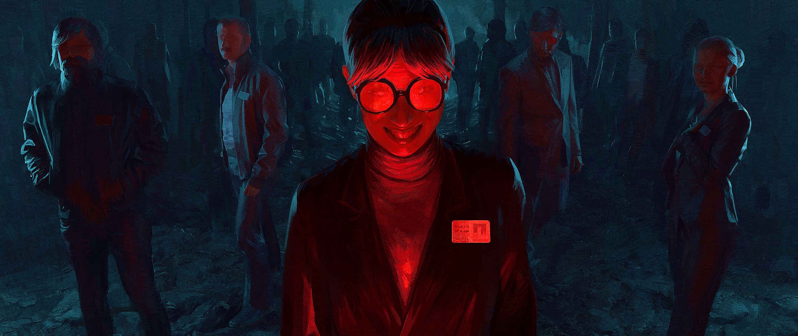 Artwork of people in a dark environment HD Wallpaper