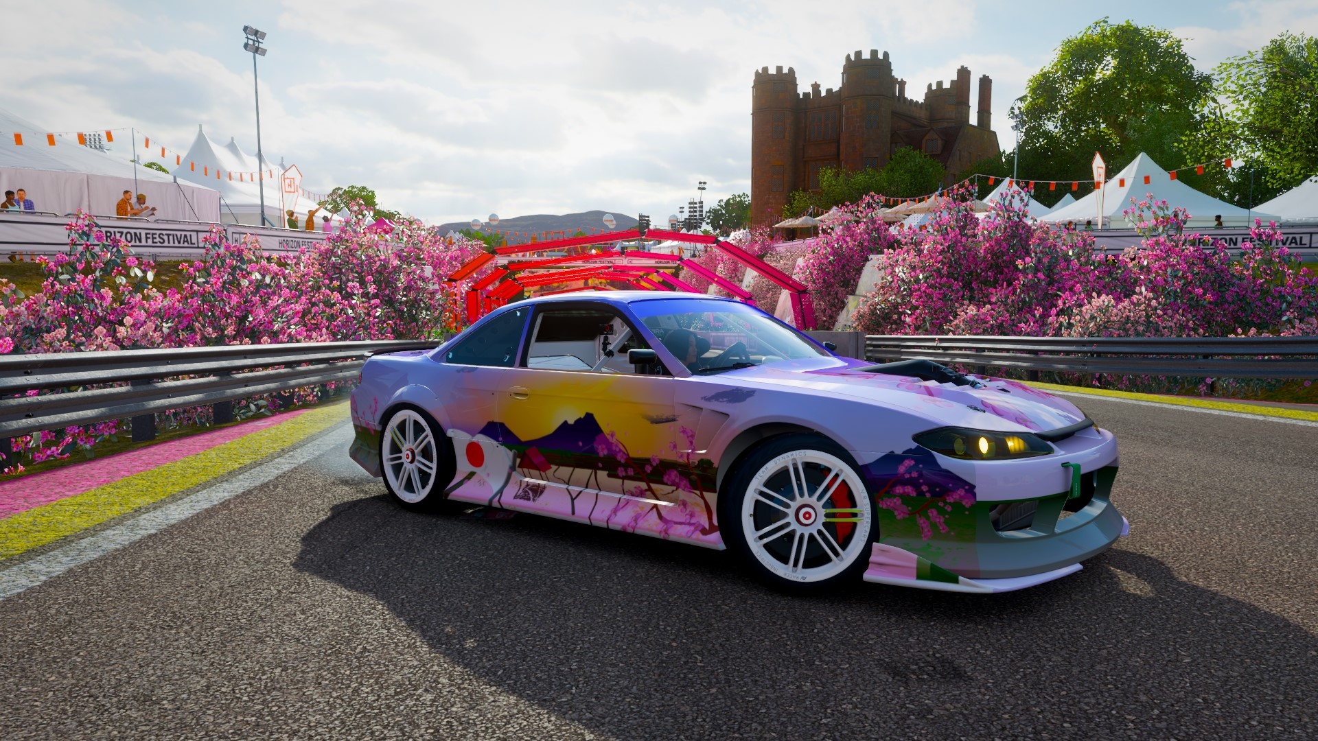 Nissan Silvia S15 with Japanese-themed livery in Forza Horizon 4 HD Wallpaper