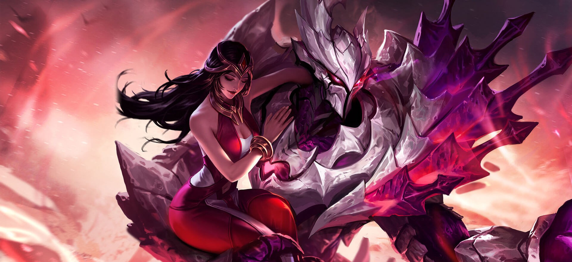 Girl with dark hair and a monster HD Wallpaper