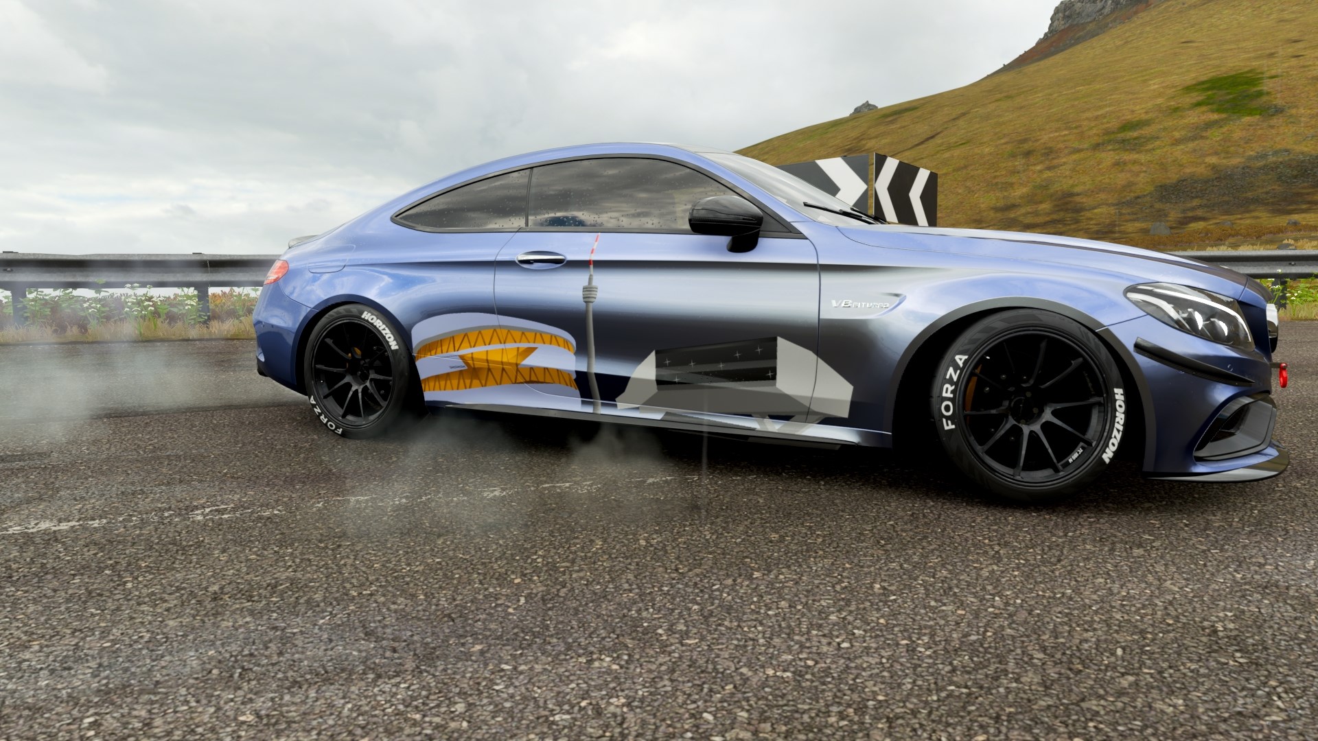 Mercedes-AMG C63S Drifting with Stuttgart Museum Graphic HD Wallpaper