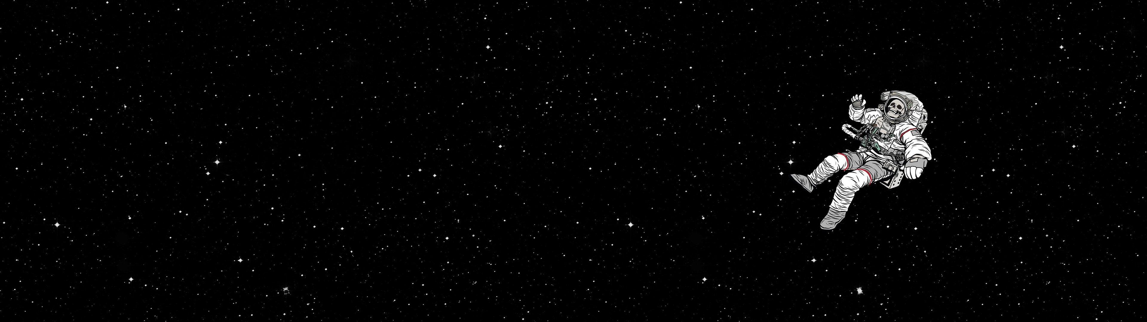 Astronaut with skull in space with stars HD Wallpaper