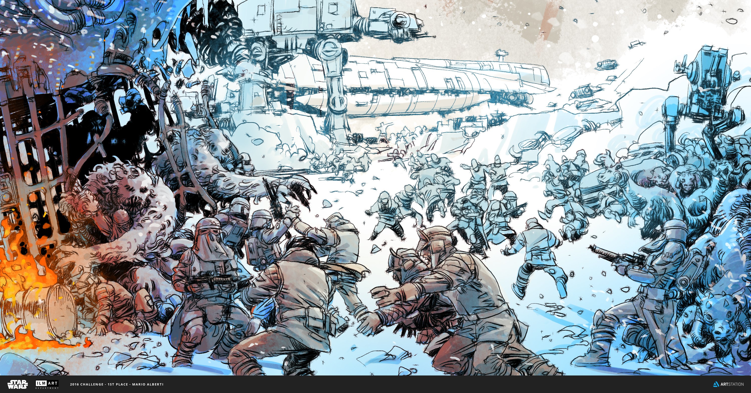 Star Wars Battle of Hoth with Snowtroopers and Wampas HD Wallpaper