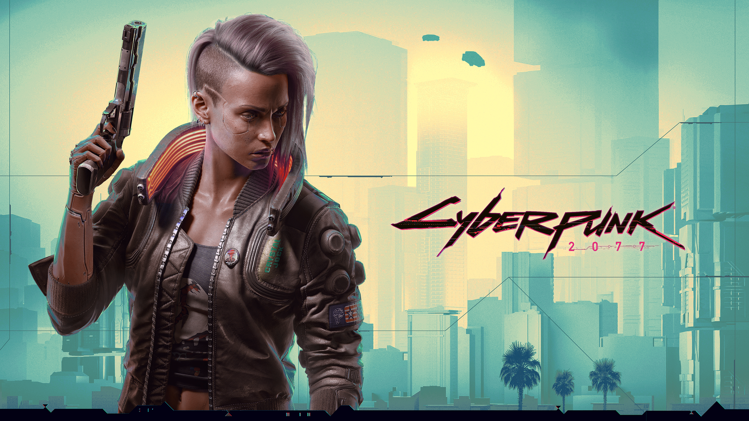 Female character from Cyberpunk 2077 holding a gun HD Wallpaper