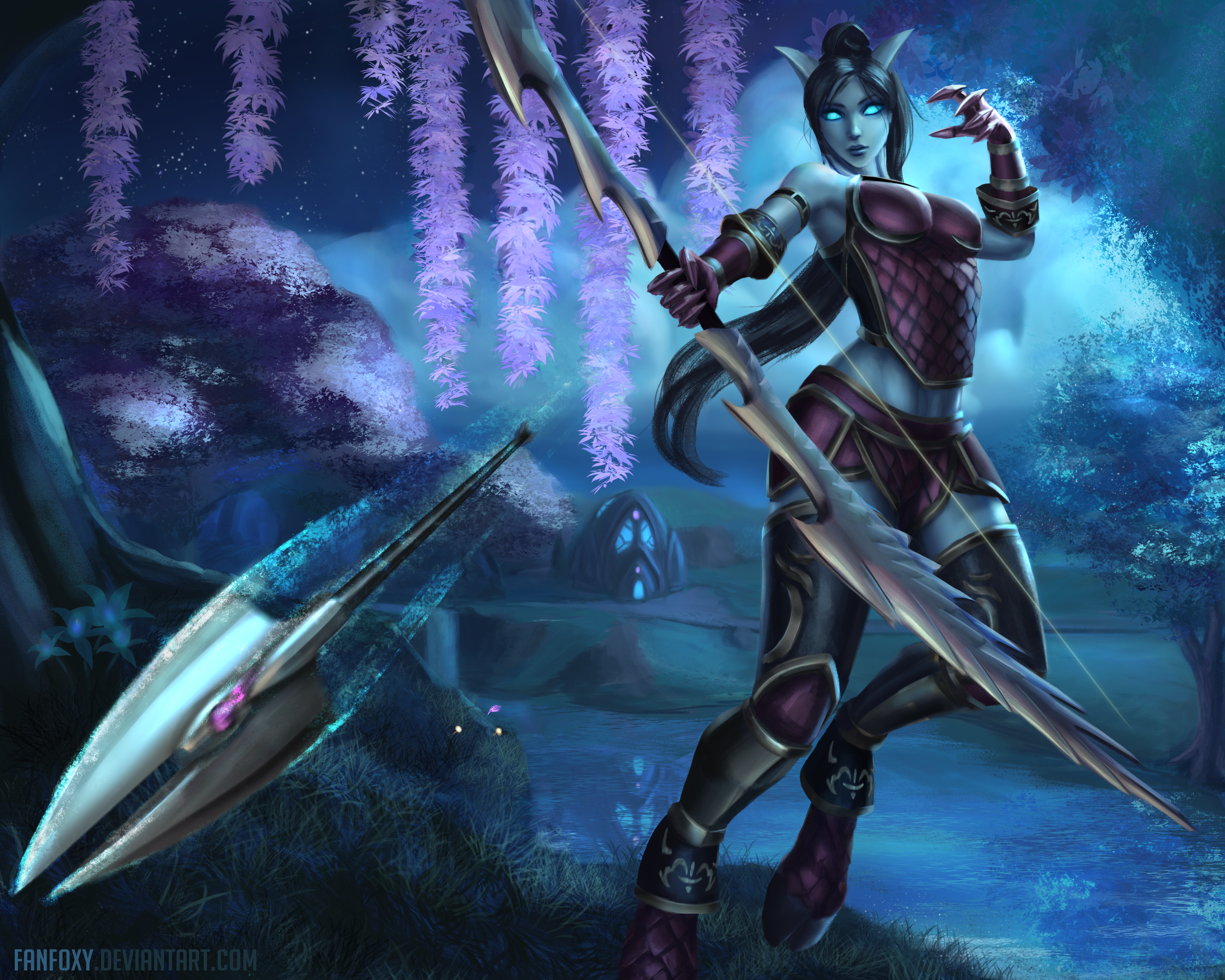 Archer from Warcraft with bow and arrows HD Wallpaper