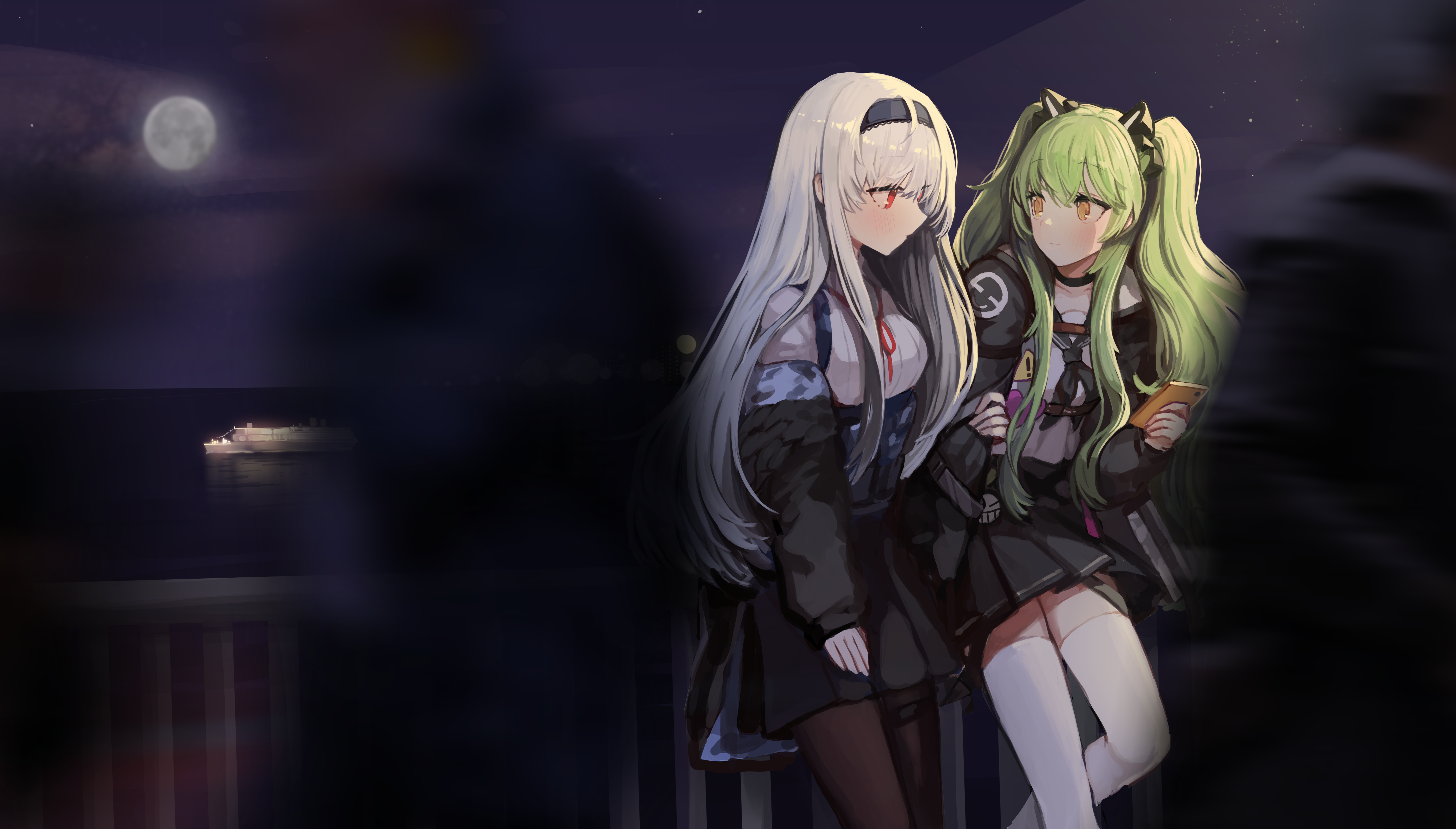 Thunder and M950A from Girls Frontline at night HD Wallpaper