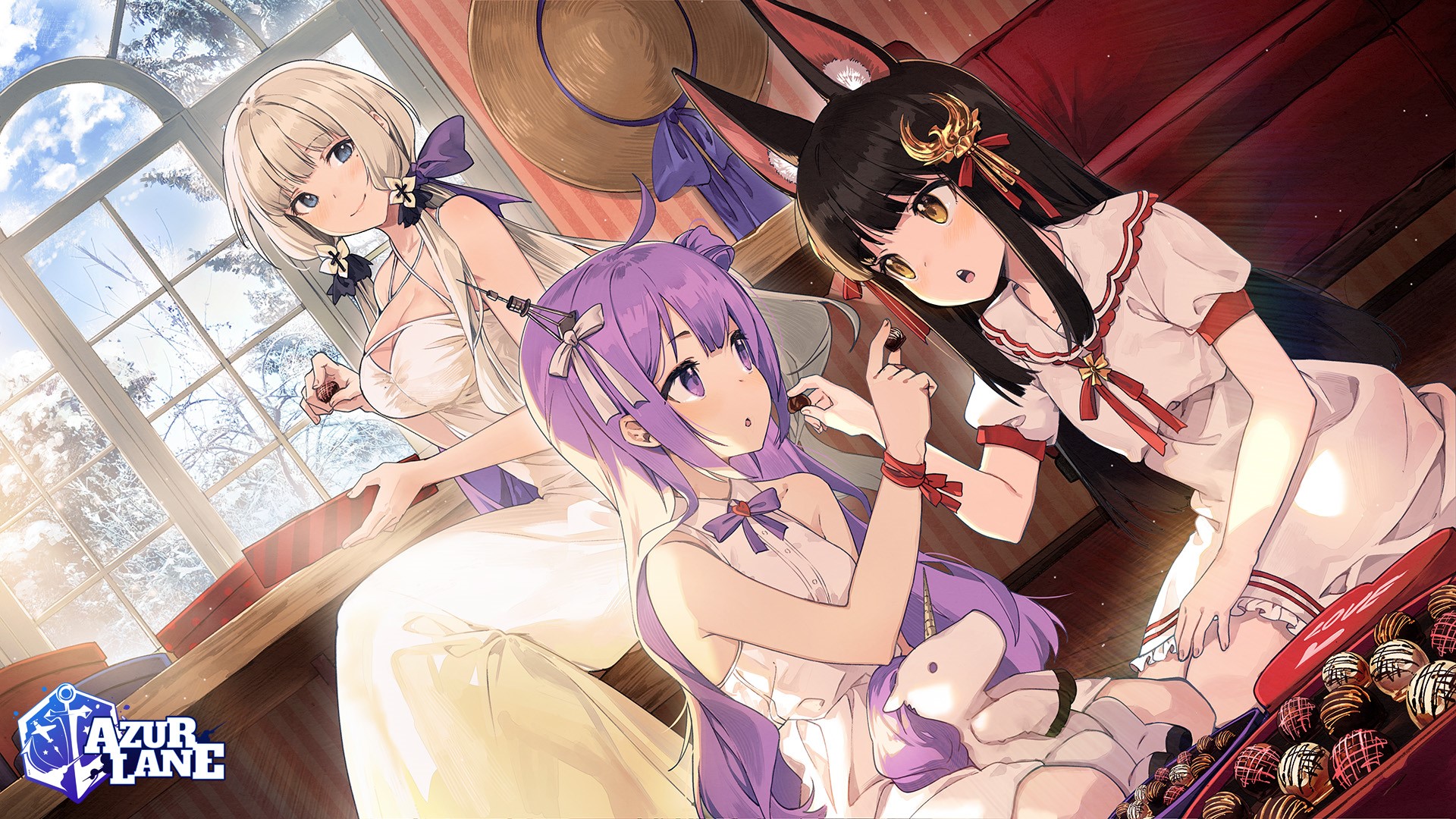 Azur Lane: Nagato, Unicorn, and Illustrious with chocolates HD Wallpaper