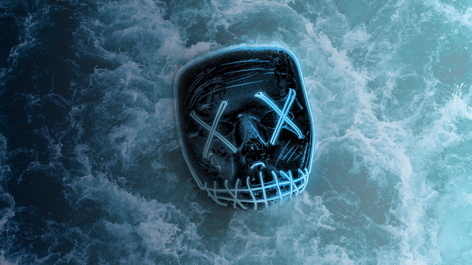 The Purge Neon Mask Floating on Water HD Wallpaper