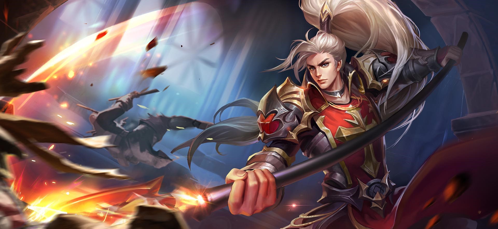 Fantasy warrior with long hair in battle HD Wallpaper