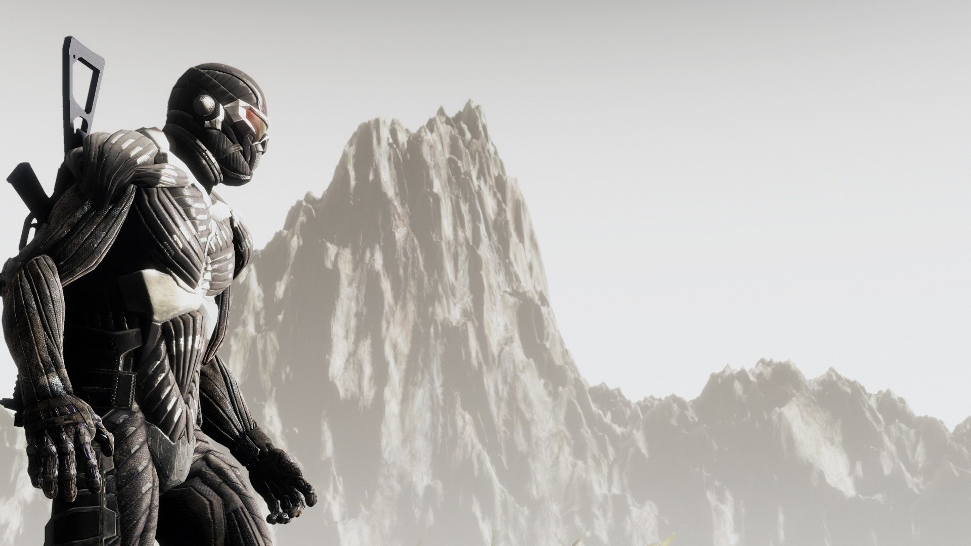 Crysis 2 Nanosuit Soldier with Mountains HD Wallpaper