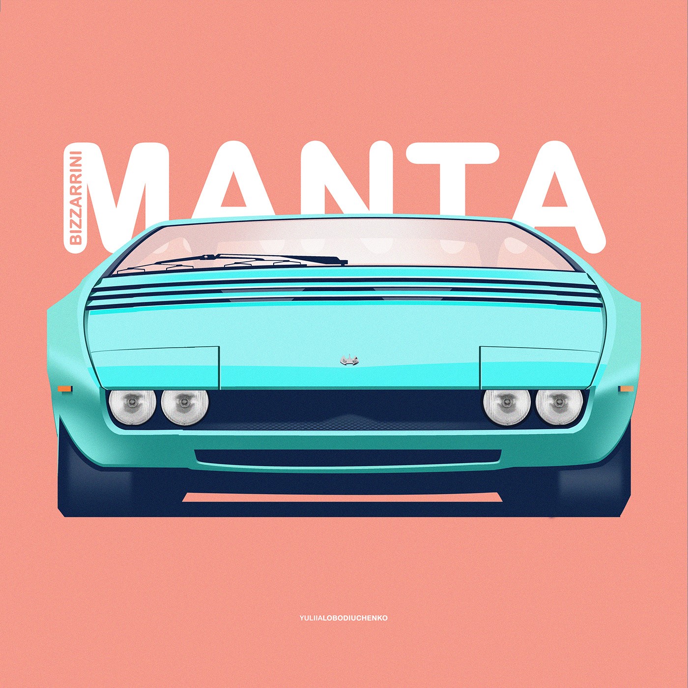 Bizzarrini Manta illustration by Yuliia Lobodiuchenko HD Wallpaper