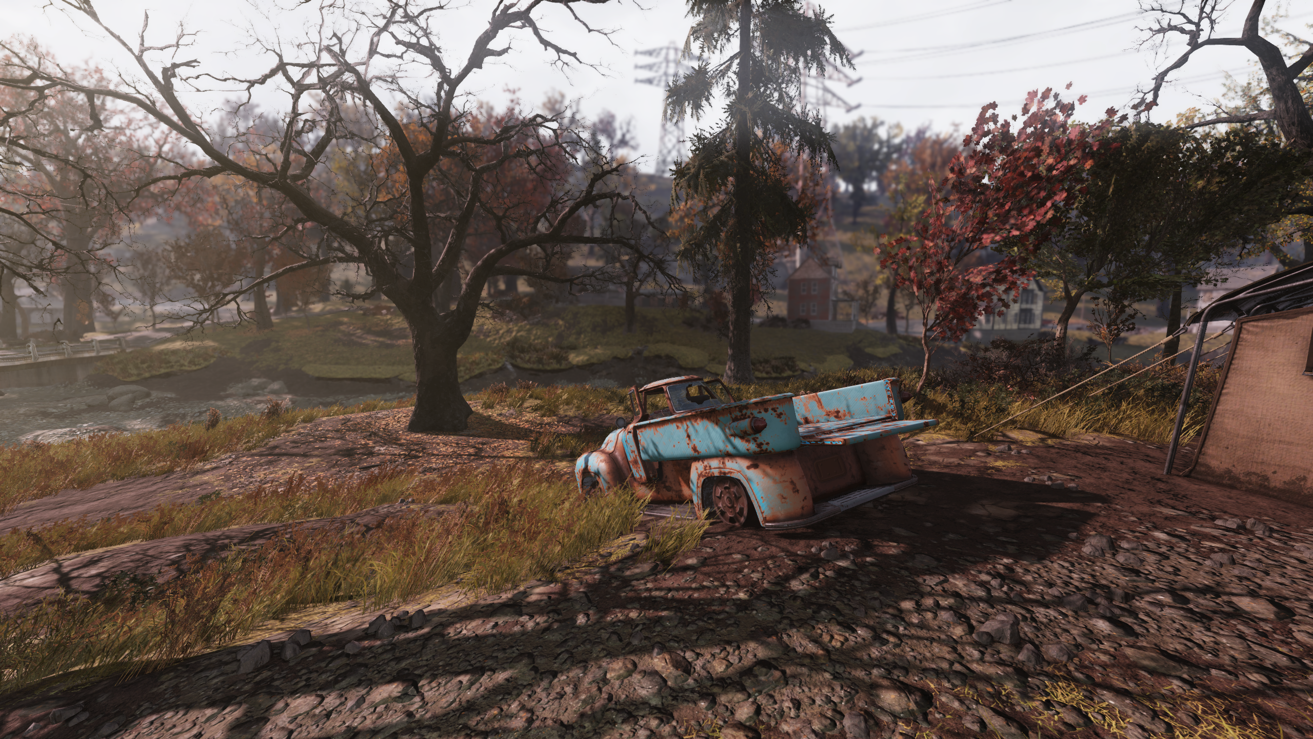 Abandoned blue truck in Fallout 76 HD Wallpaper