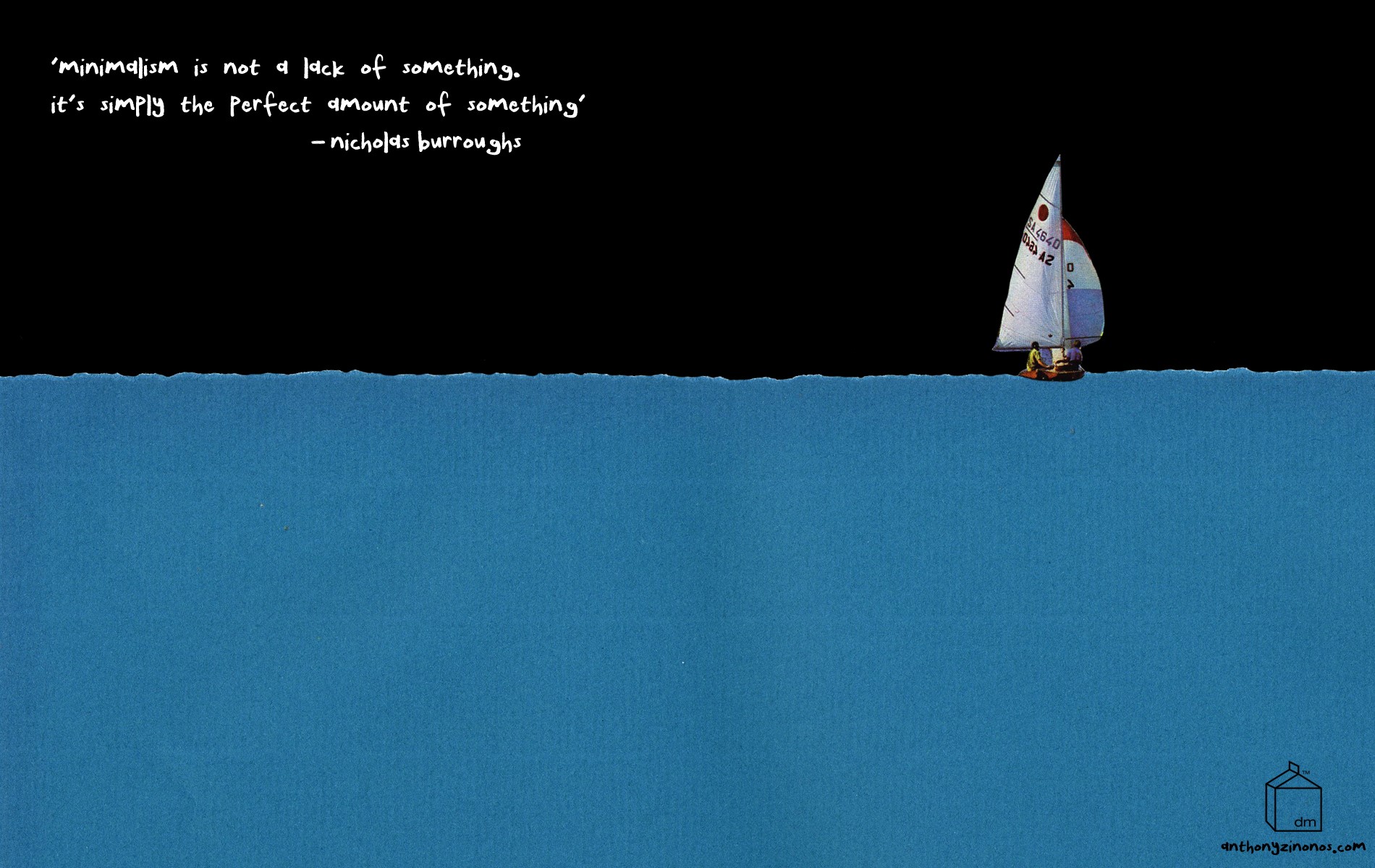 Minimalism quote with sailboat on the ocean HD Wallpaper