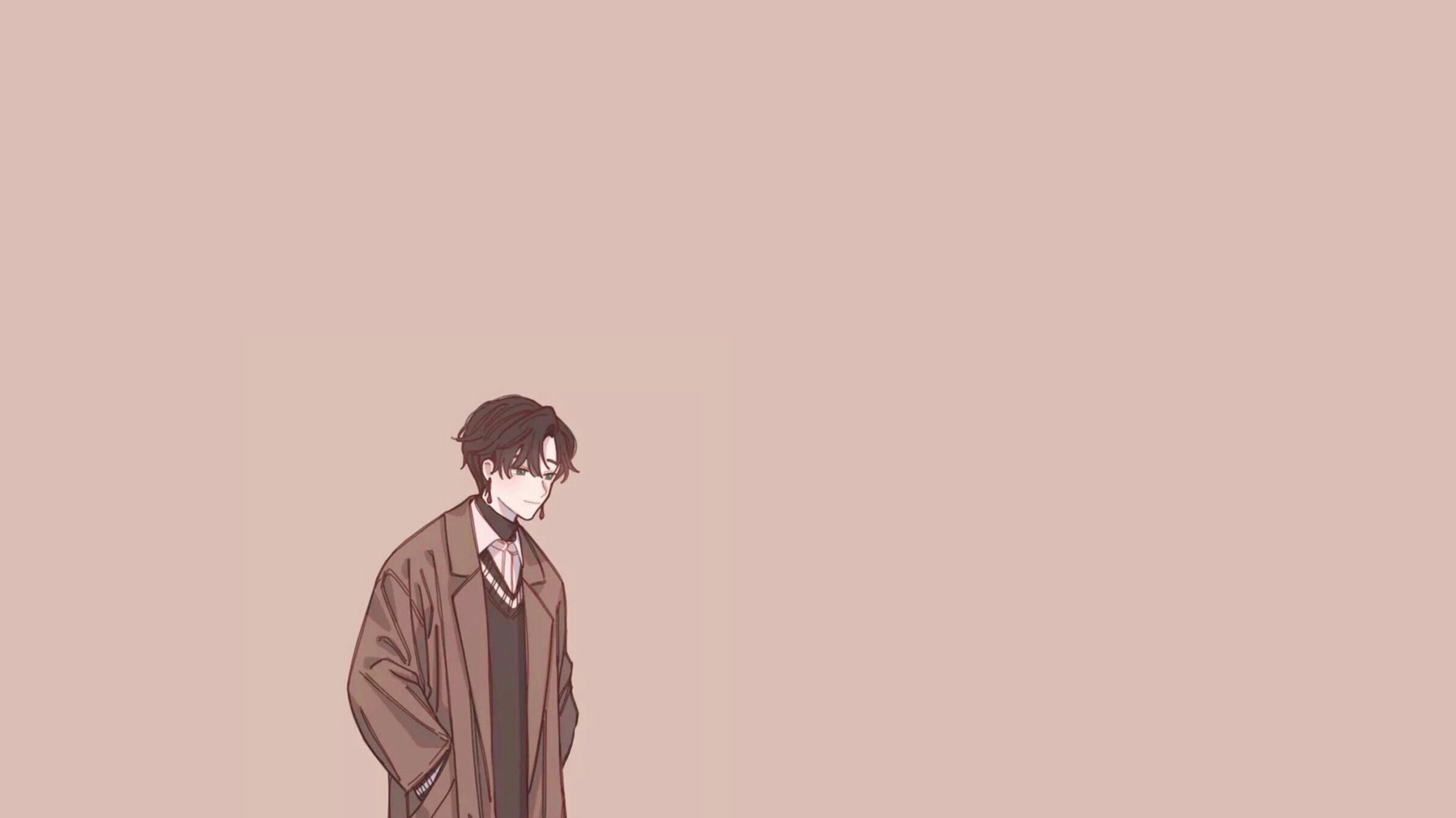 Anime man in coat and glasses HD Wallpaper