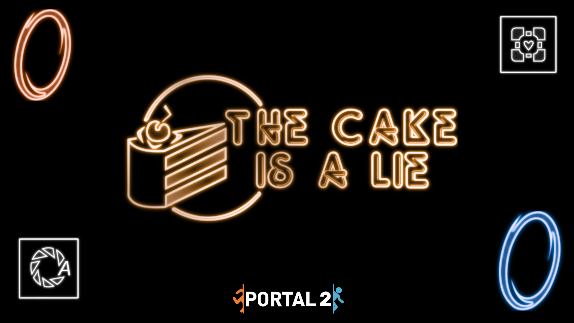 Portal 2 The Cake Is A Lie neon art HD Wallpaper