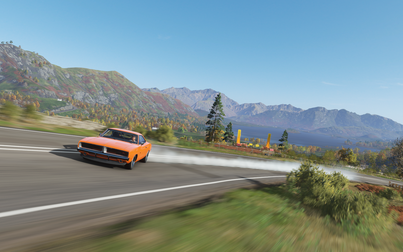 1969 Dodge Charger R/T drifting in Forza Horizon 4 HD Wallpaper