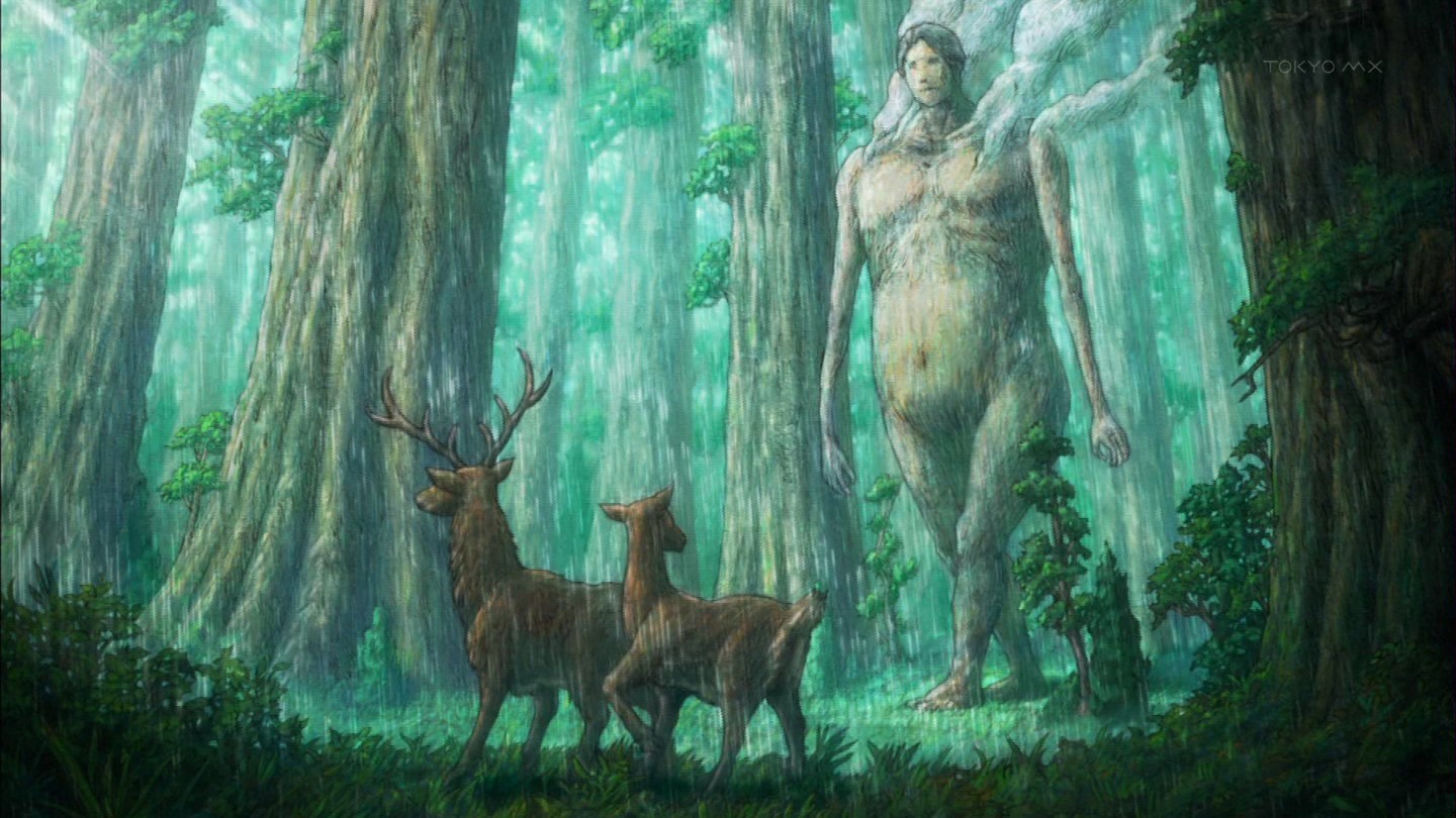 Giant Titan and Deer in Forest from Shingeki no Kyojin HD Wallpaper