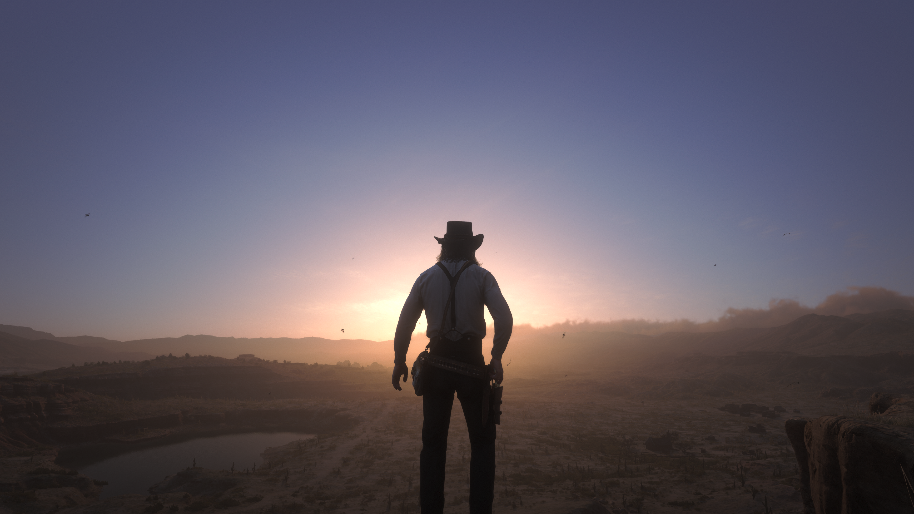 Man from Red Dead Redemption 2 at sunset HD Wallpaper