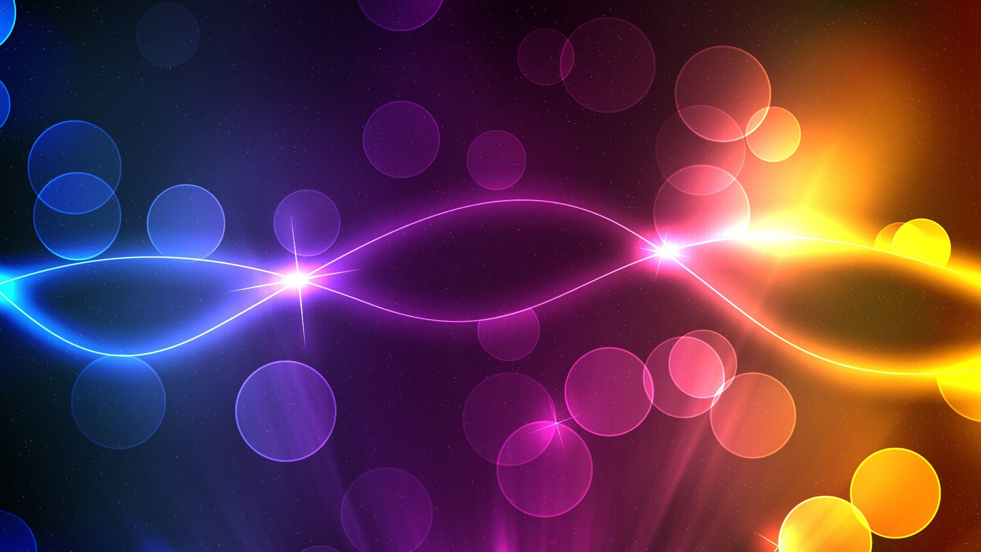 Abstract colorful bokeh lights with glowing lines HD Wallpaper