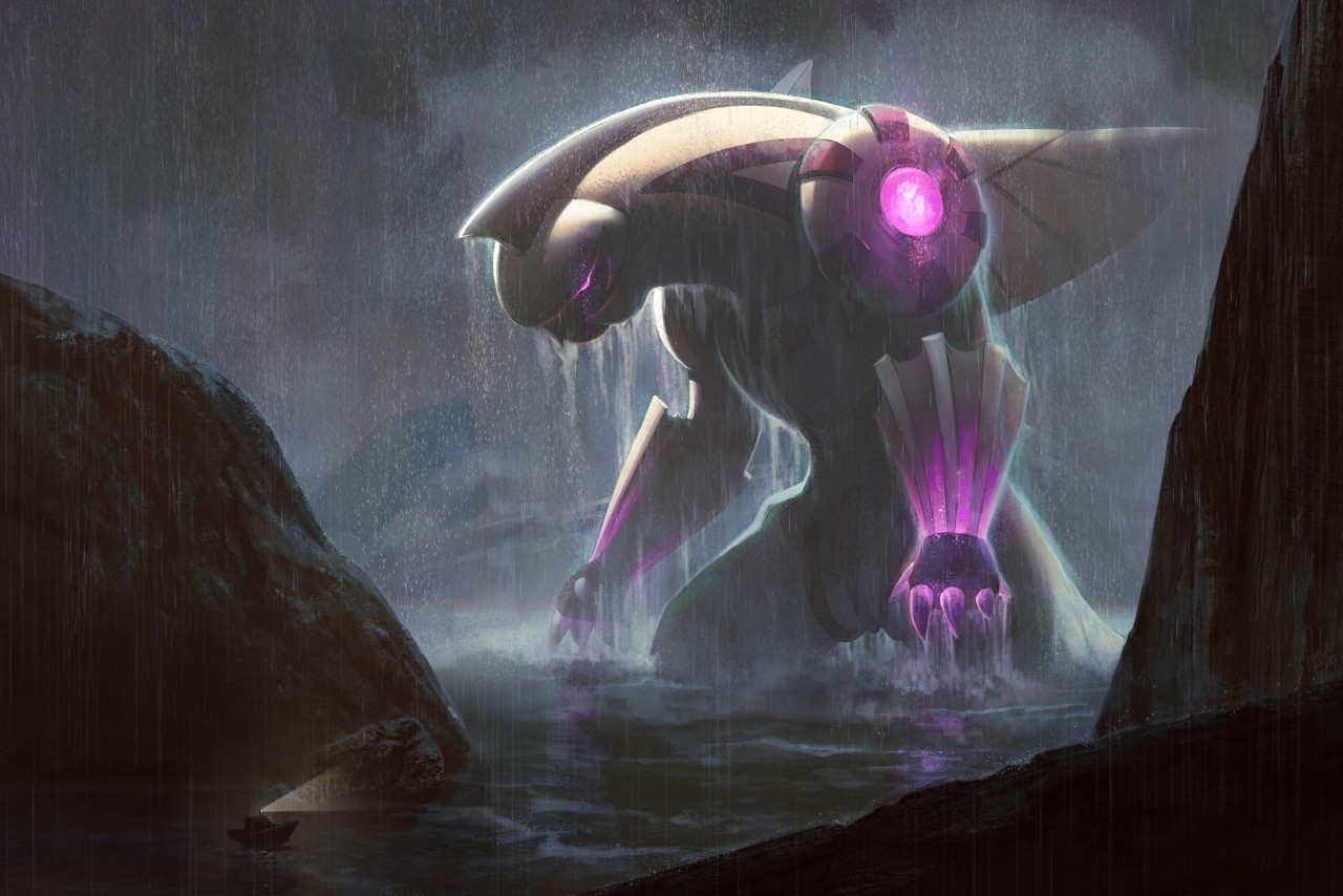 Palkia from Pokémon in the rain HD Wallpaper