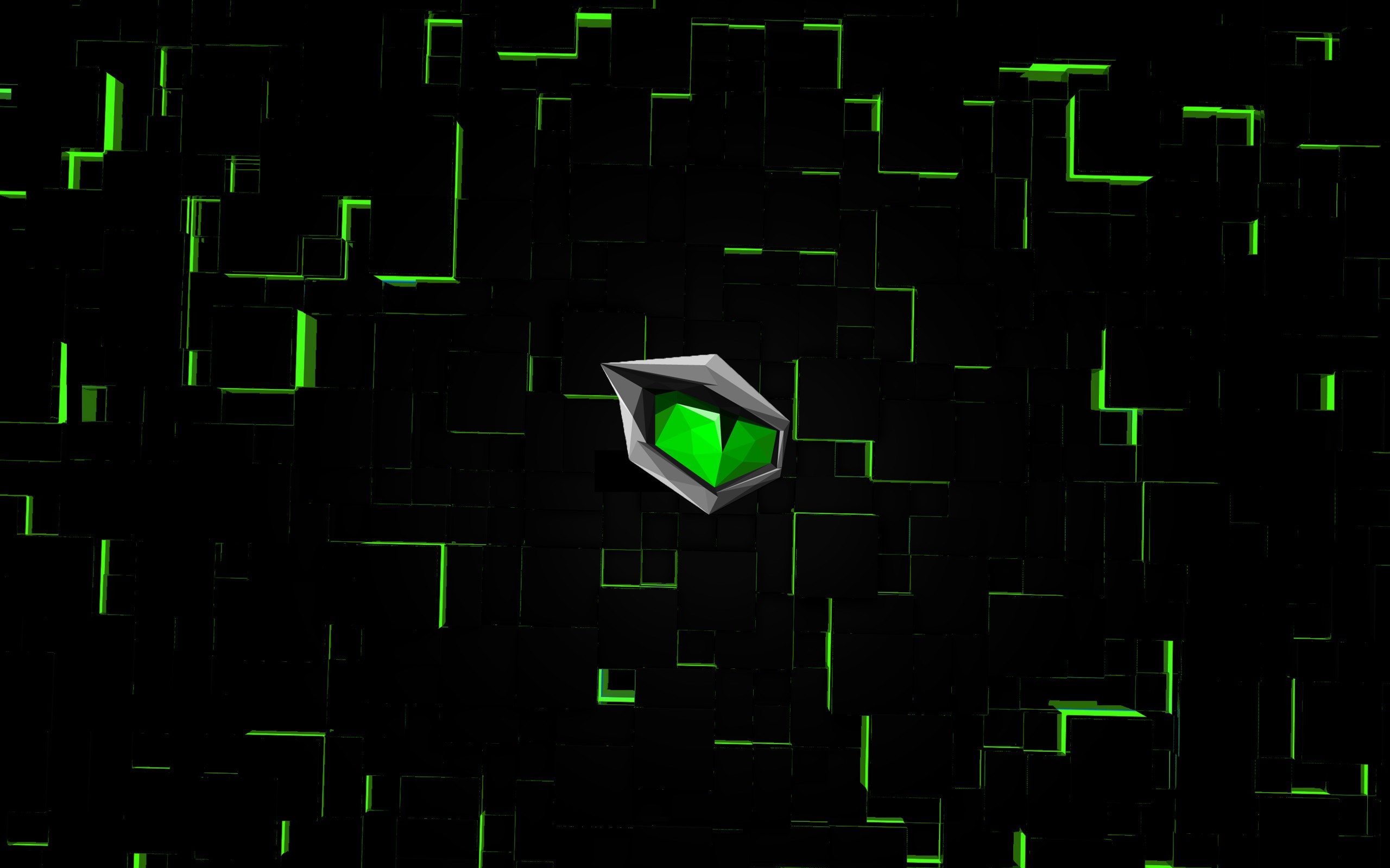 Monster logo with green gem on black background HD Wallpaper
