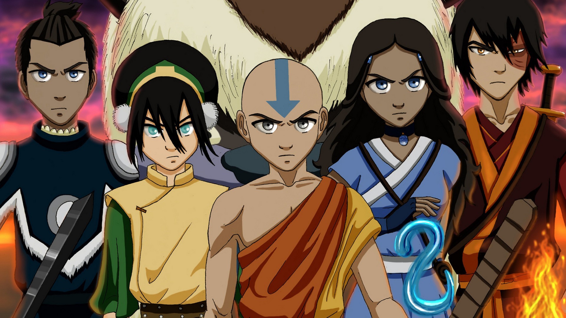 Aang, Katara, Sokka, Toph, and Zuko from Avatar: The Last Airbender HD Wallpaper