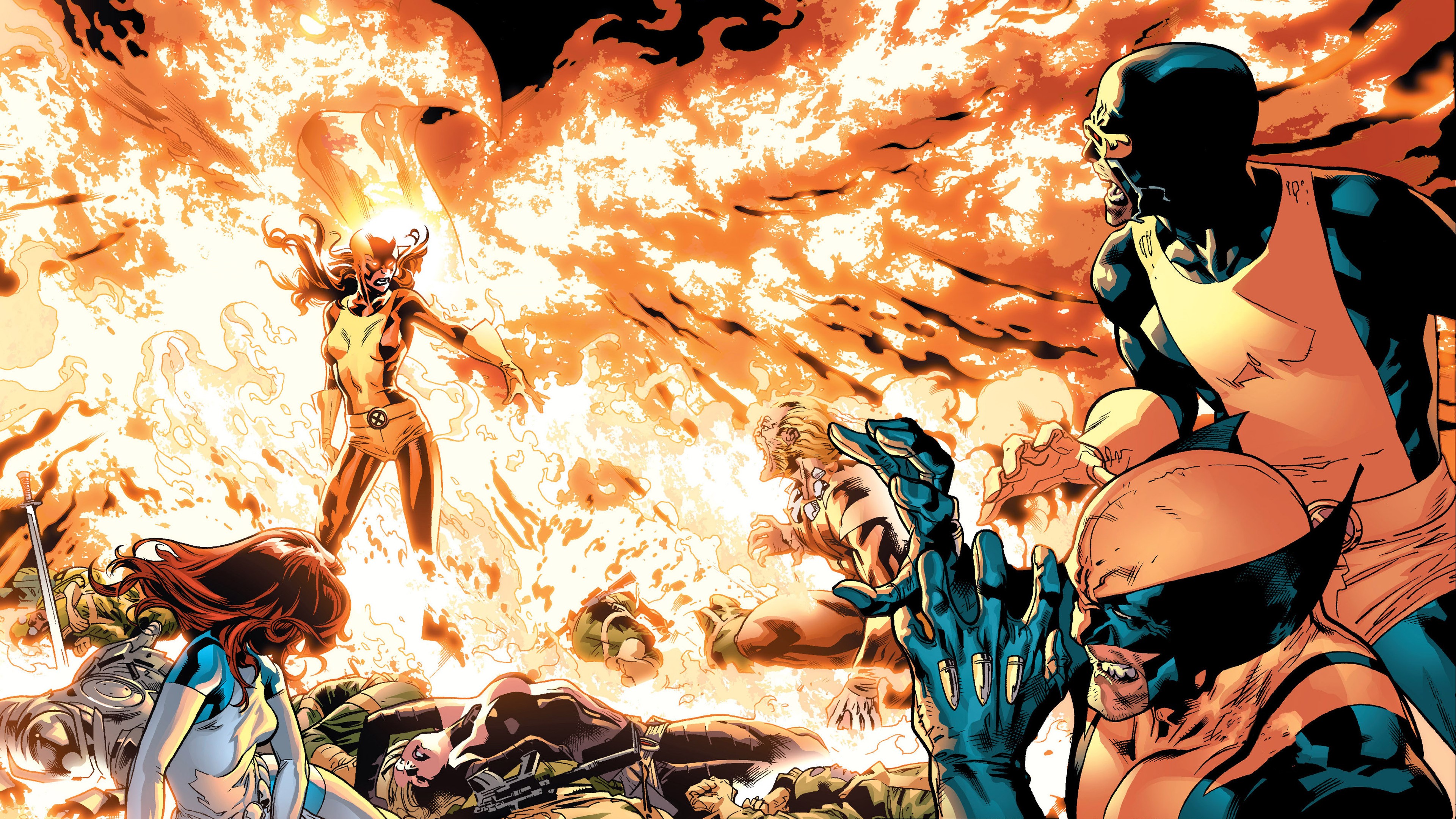 Phoenix from X-Men surrounded by fire HD Wallpaper