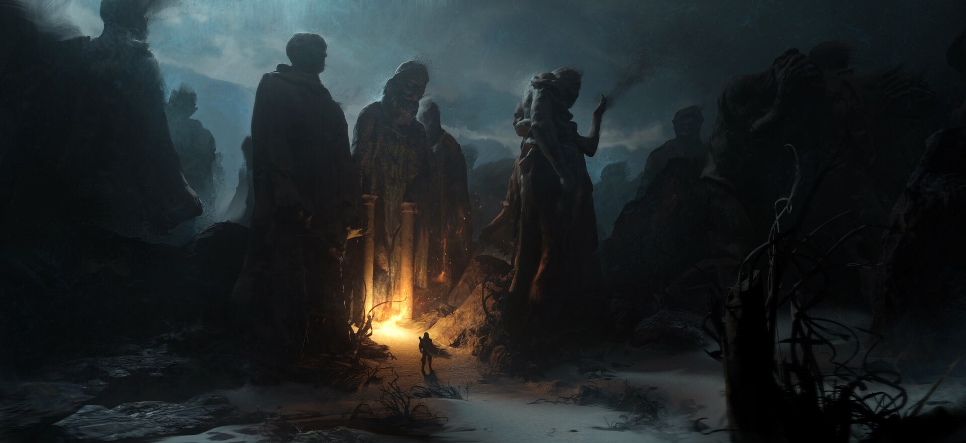 Gabriel Nagypal's digital art of statues HD Wallpaper