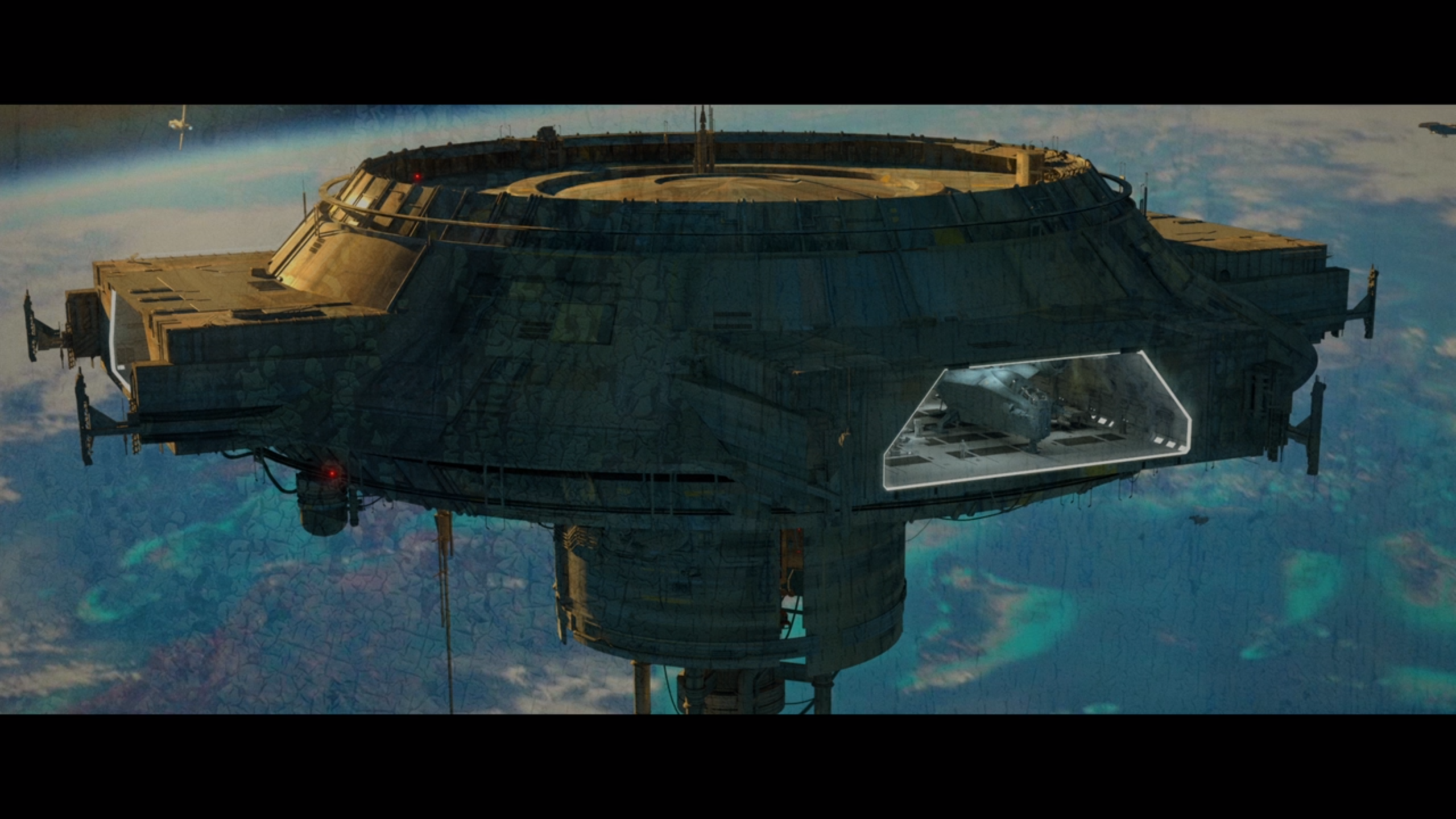 Space station above a planet in Star Wars: The Mandalorian HD Wallpaper