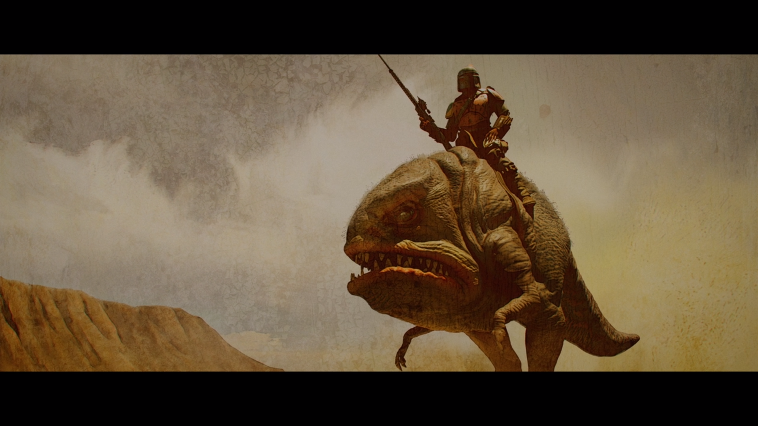 The Mandalorian riding a creature in Star Wars HD Wallpaper