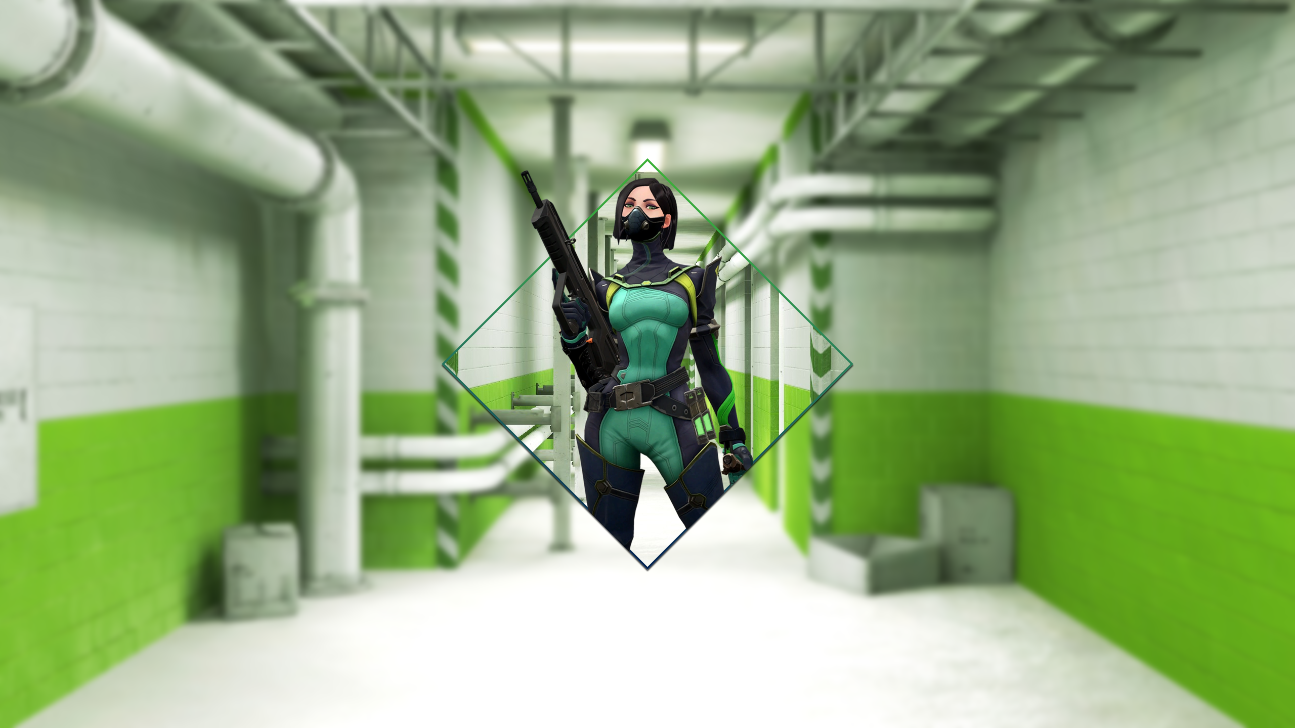 Viper from Valorant holding a rifle in a hallway HD Wallpaper
