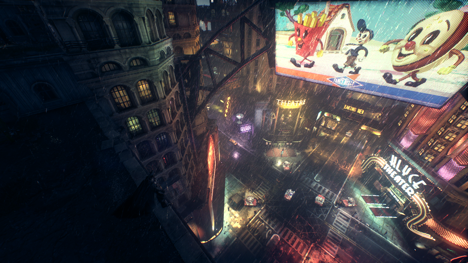 Batman from Batman: Arkham Knight in a rainy city HD Wallpaper