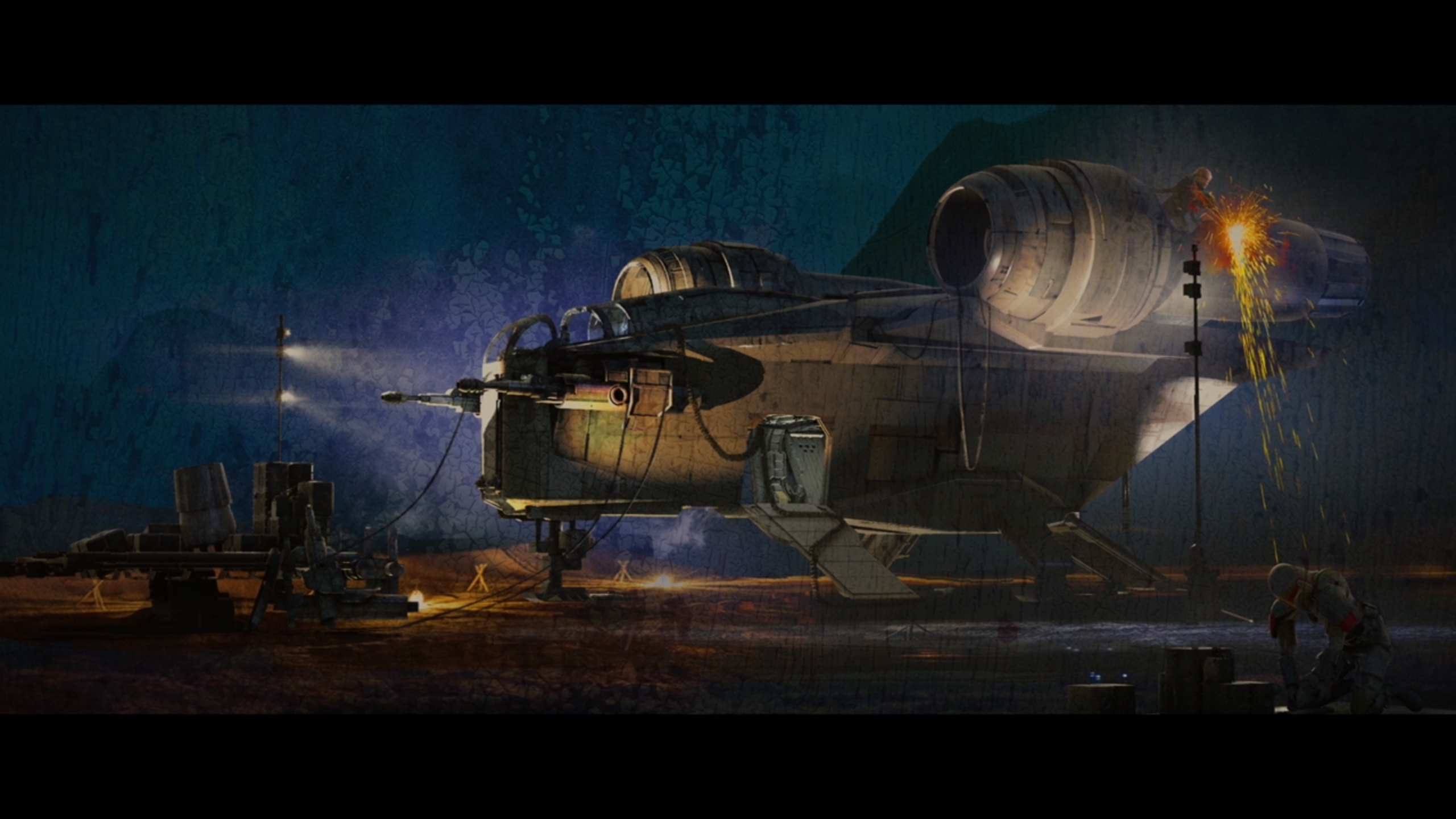 The Mandalorian's Razor Crest being repaired HD Wallpaper