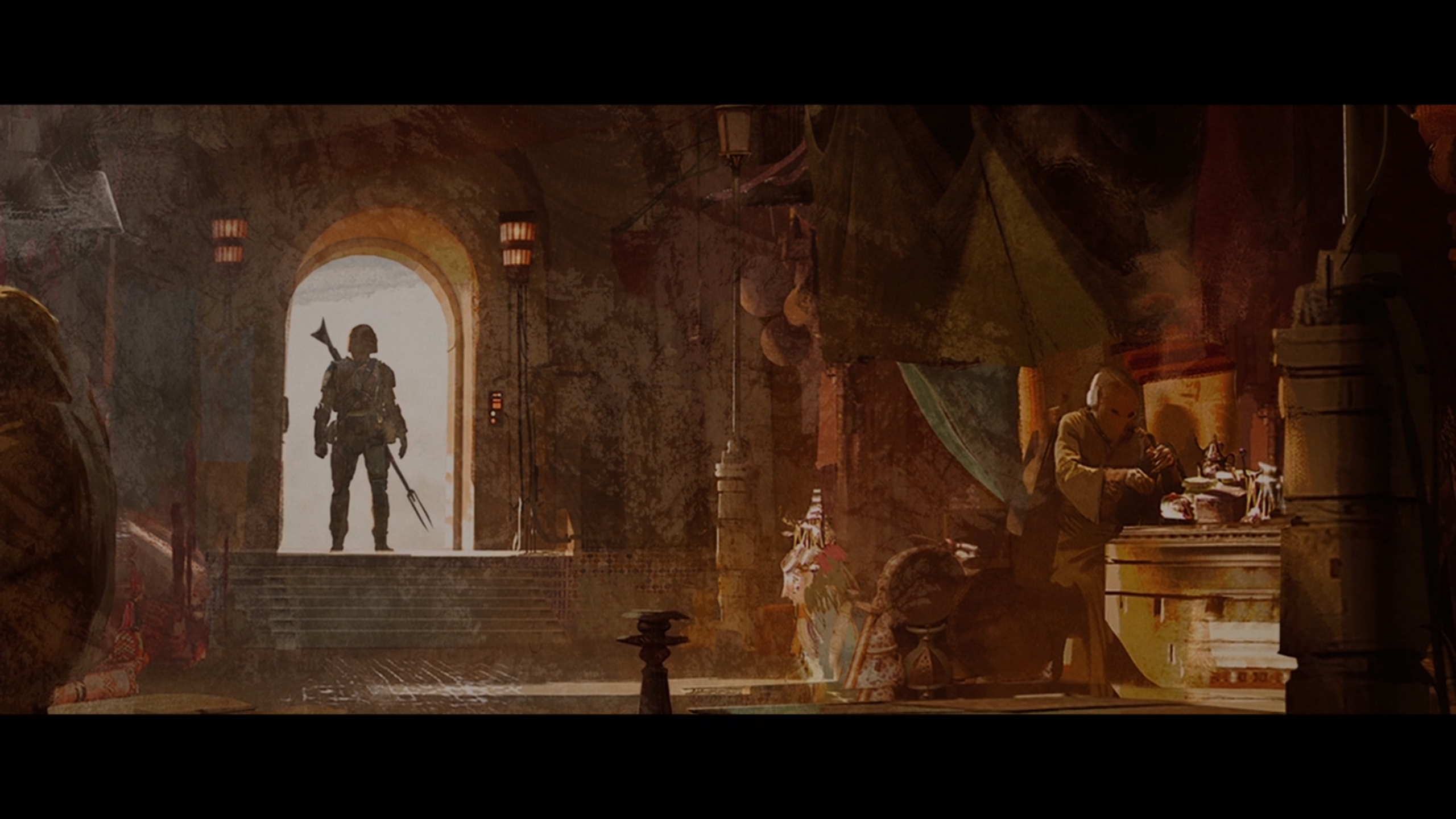 The Mandalorian in a Cantina HD Wallpaper