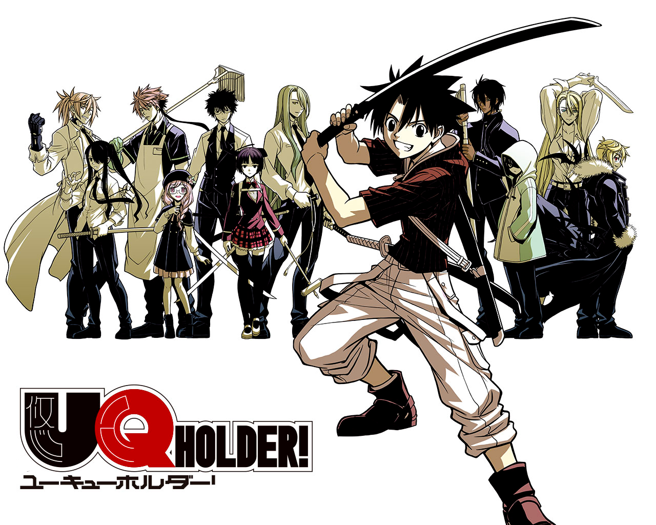 UQ Holder! characters with Yukihime and swords HD Wallpaper
