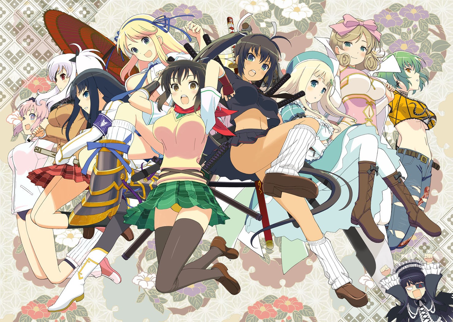 Group of anime girls from Senran Kagura HD Wallpaper