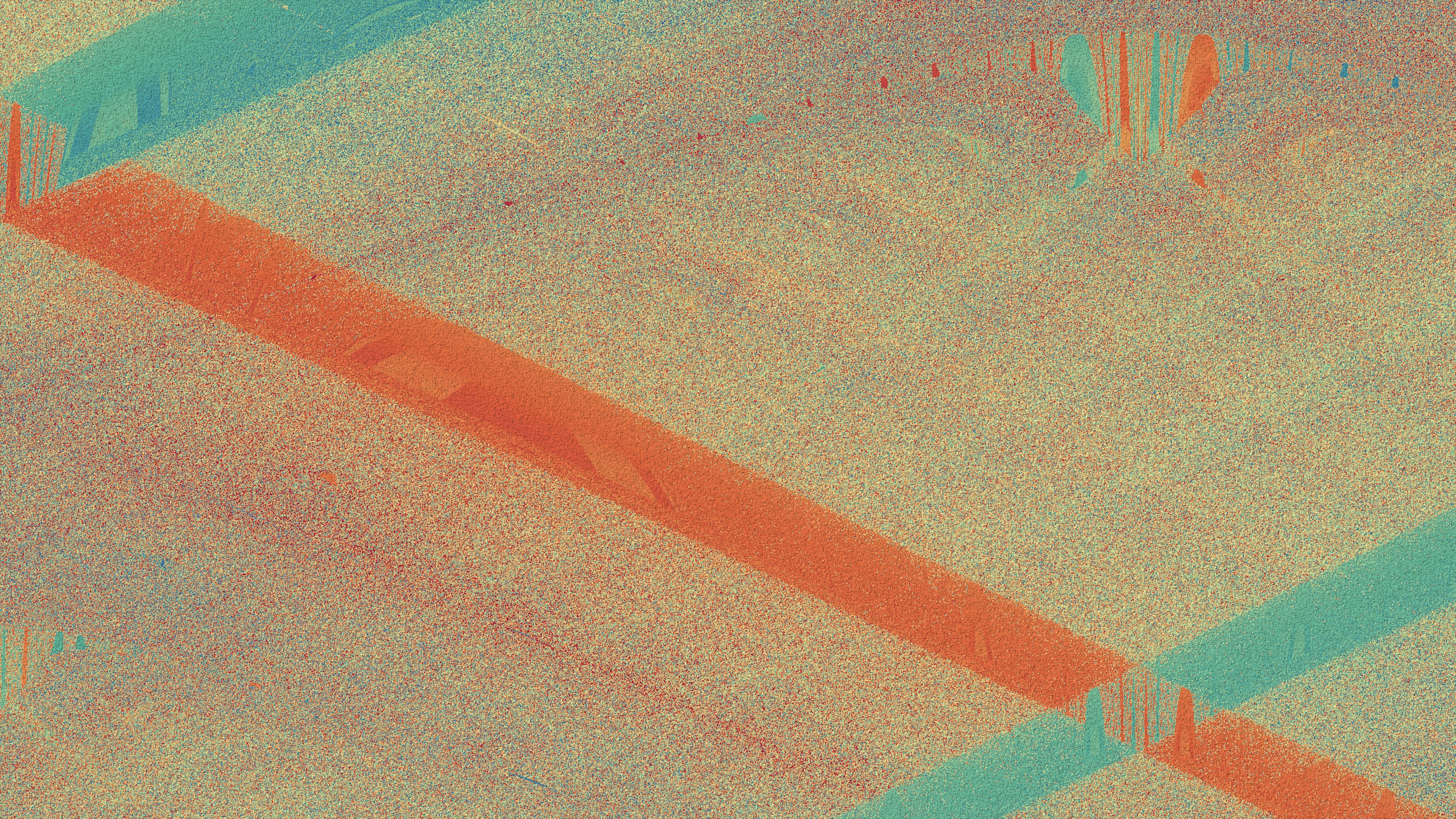 Abstract geometric texture with orange and teal lines HD Wallpaper