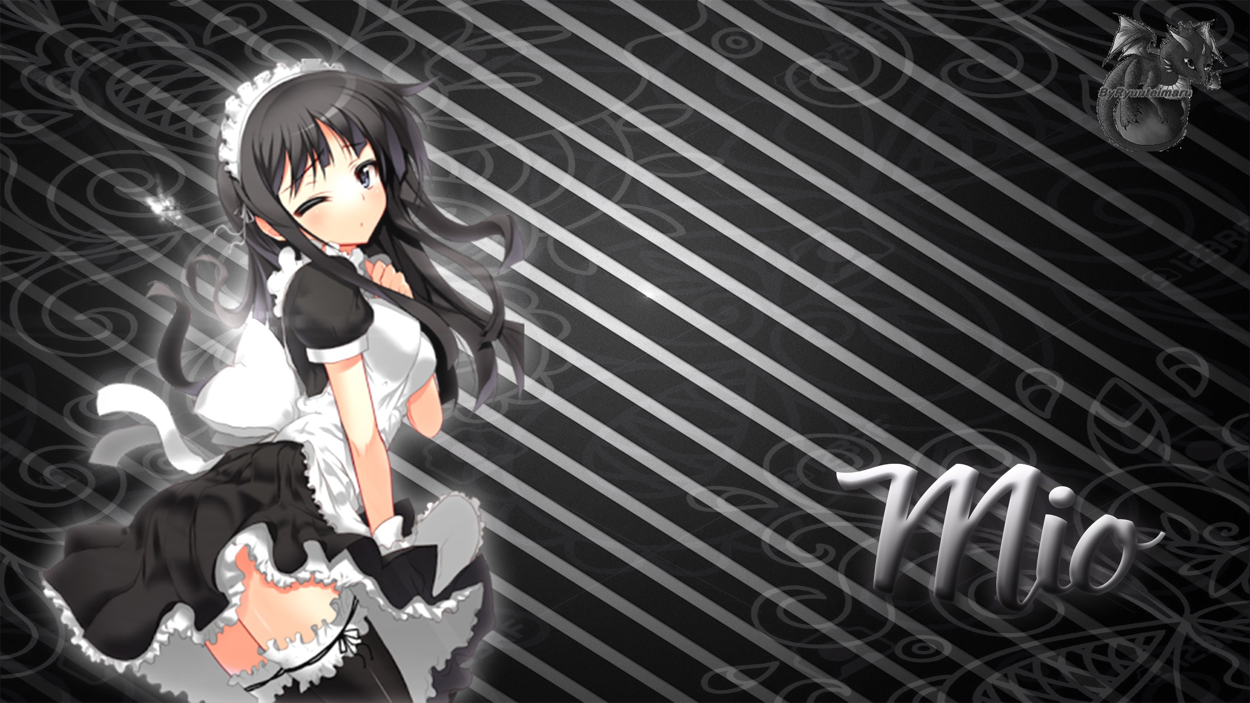 Akiyama Mio from K-ON! anime maid outfit HD Wallpaper