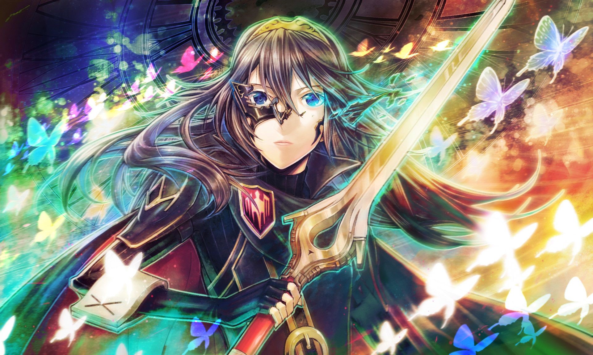 Lucina from Fire Emblem with a sword and butterflies HD Wallpaper