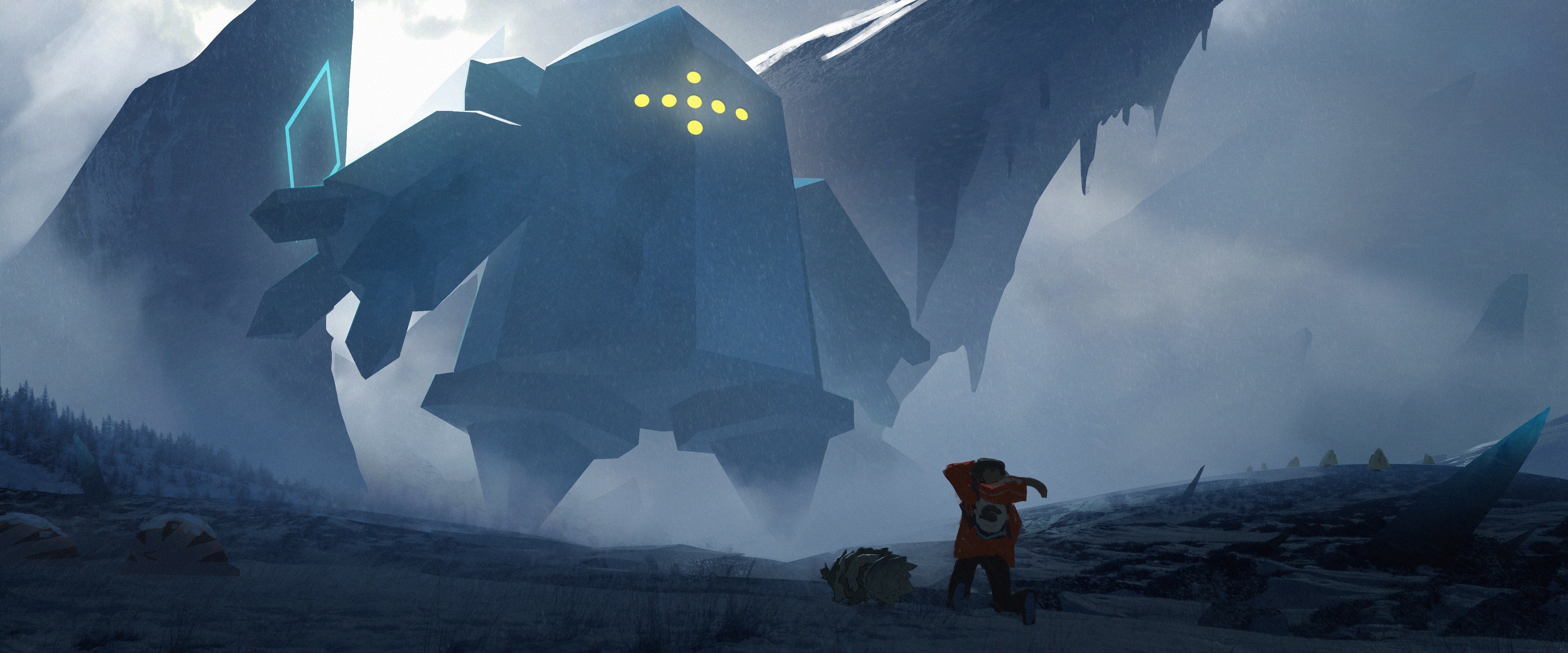 Regigigas from Pokémon in a snowy landscape HD Wallpaper