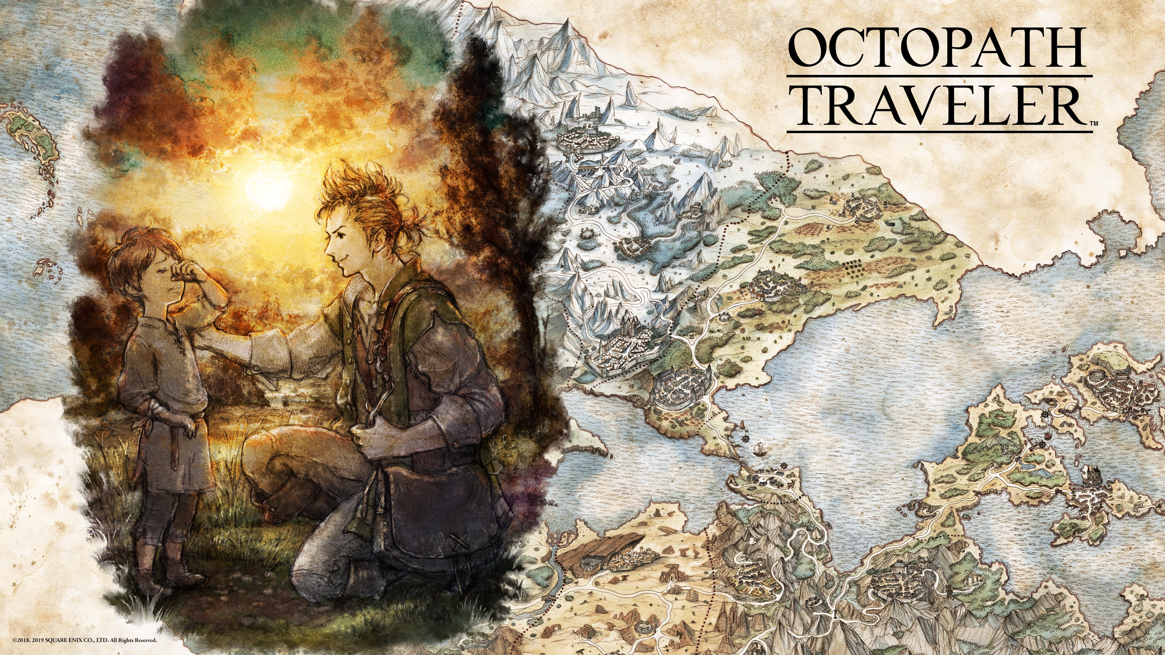 Octopath Traveler Artwork with Map HD Wallpaper