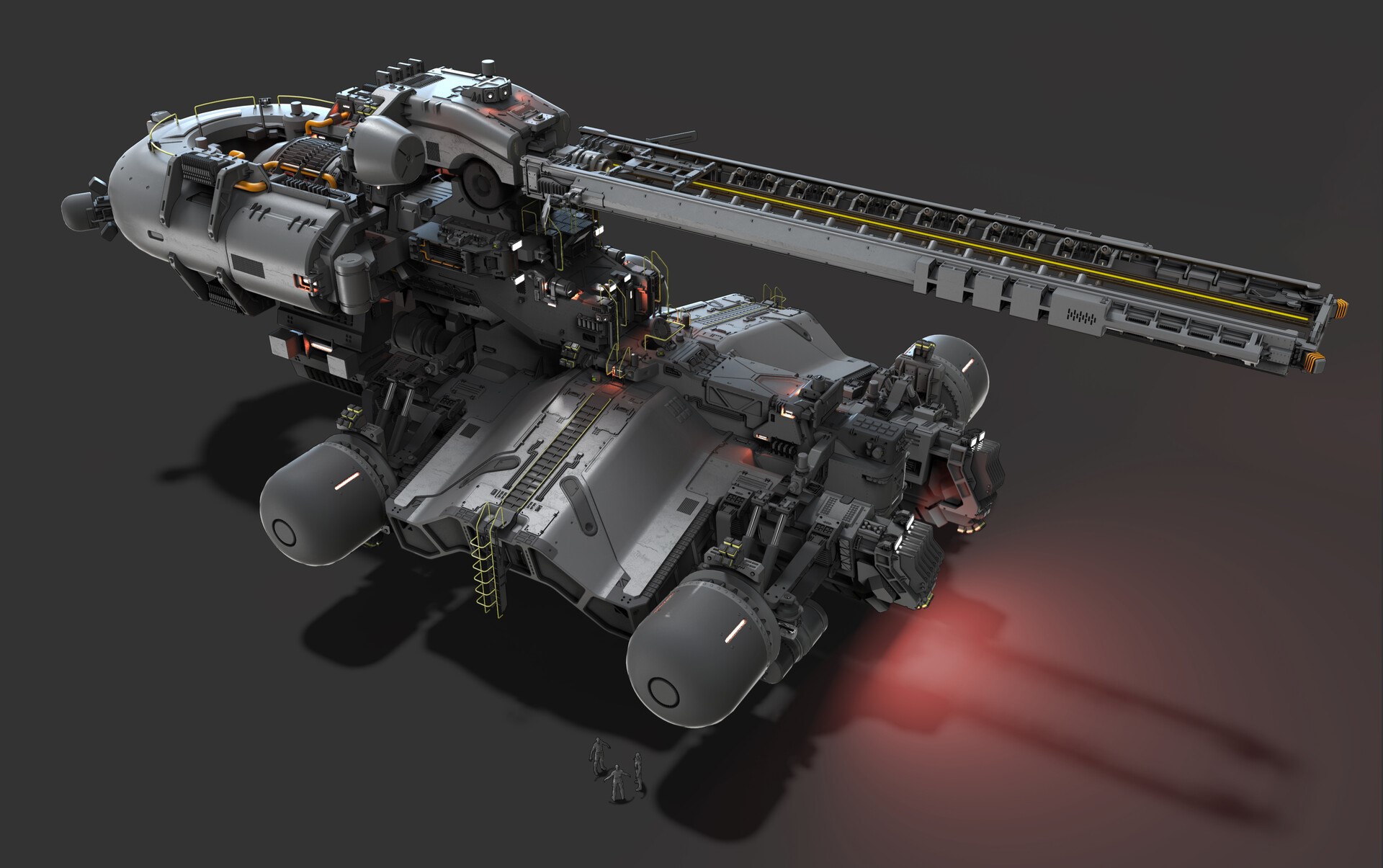 Sci-fi concept art of a futuristic spacecraft HD Wallpaper