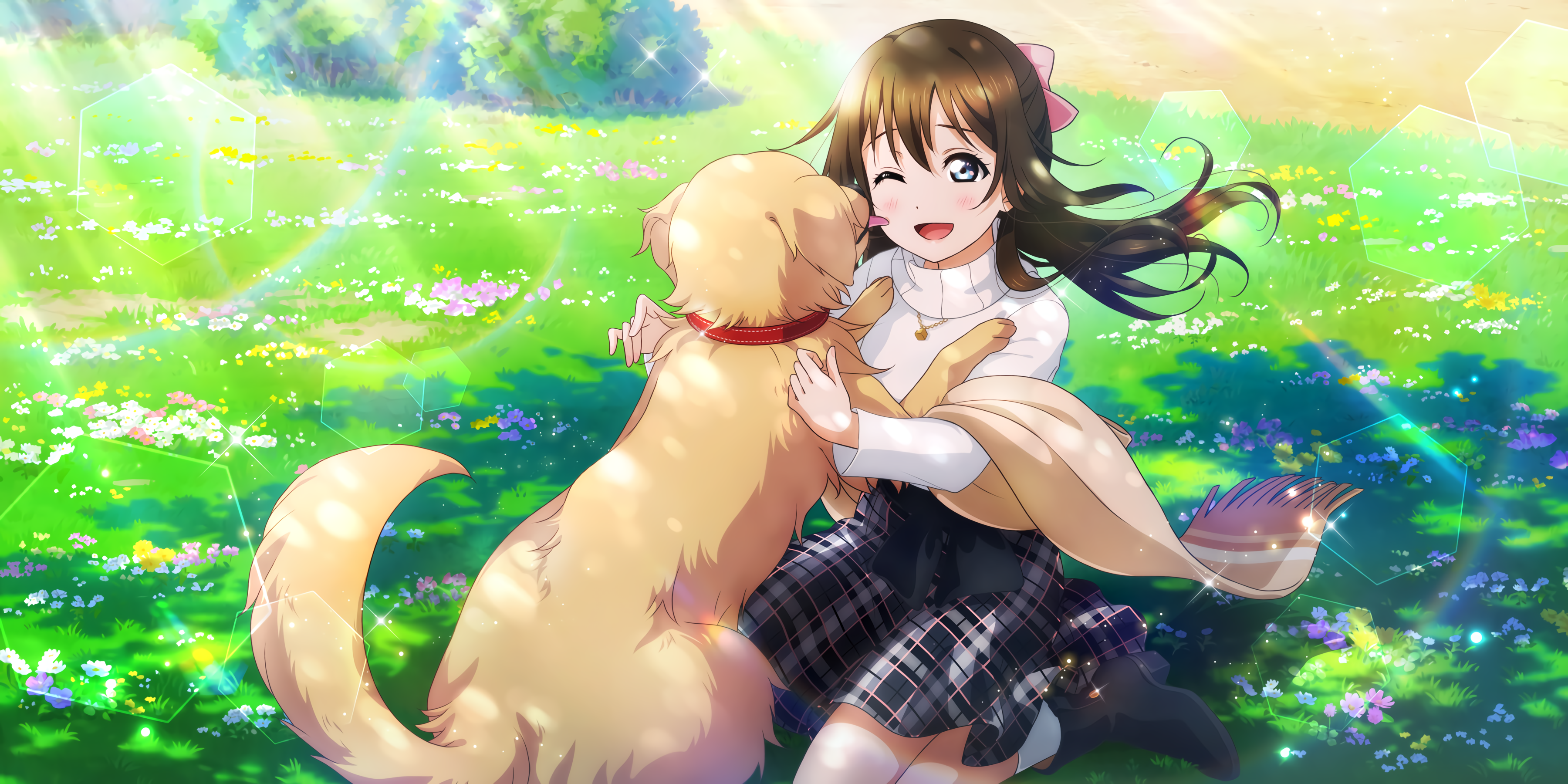 Osaka Shizuku from Love Live! Sunshine with a dog HD Wallpaper