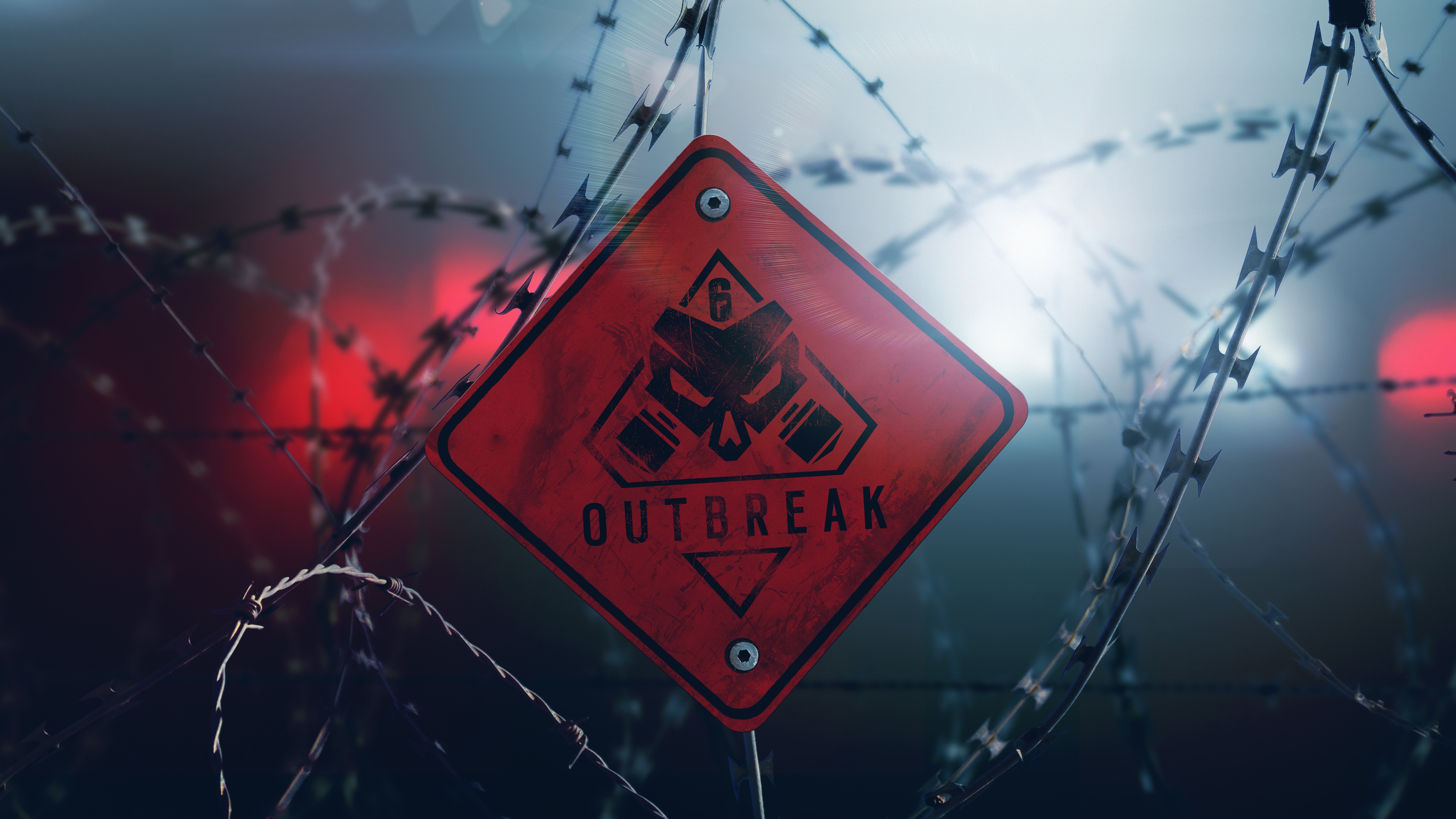 Rainbow Six Siege Outbreak warning sign with barbed wire HD Wallpaper