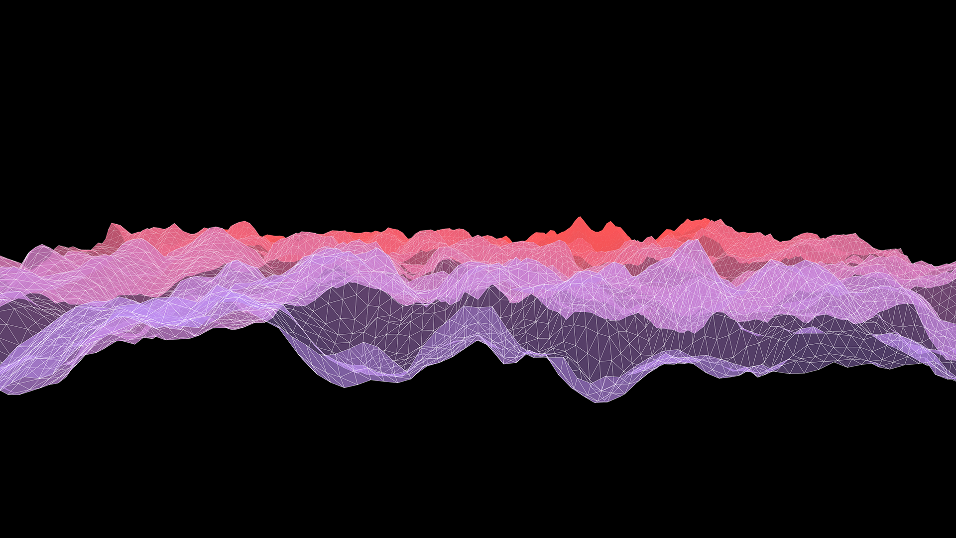 3D abstract wireframe landscape with pink and purple hues HD Wallpaper