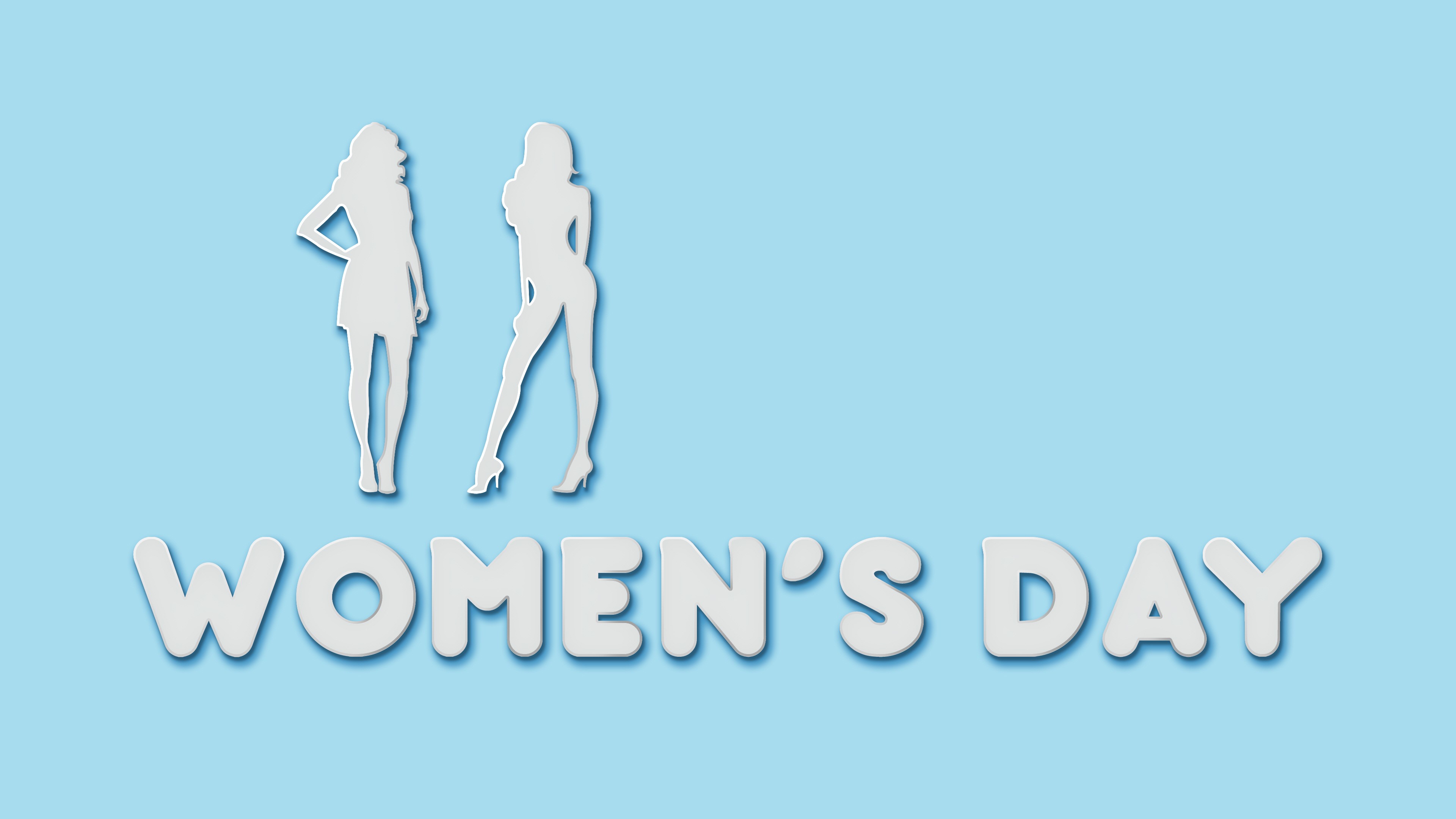 Women's Day typography with female silhouettes HD Wallpaper